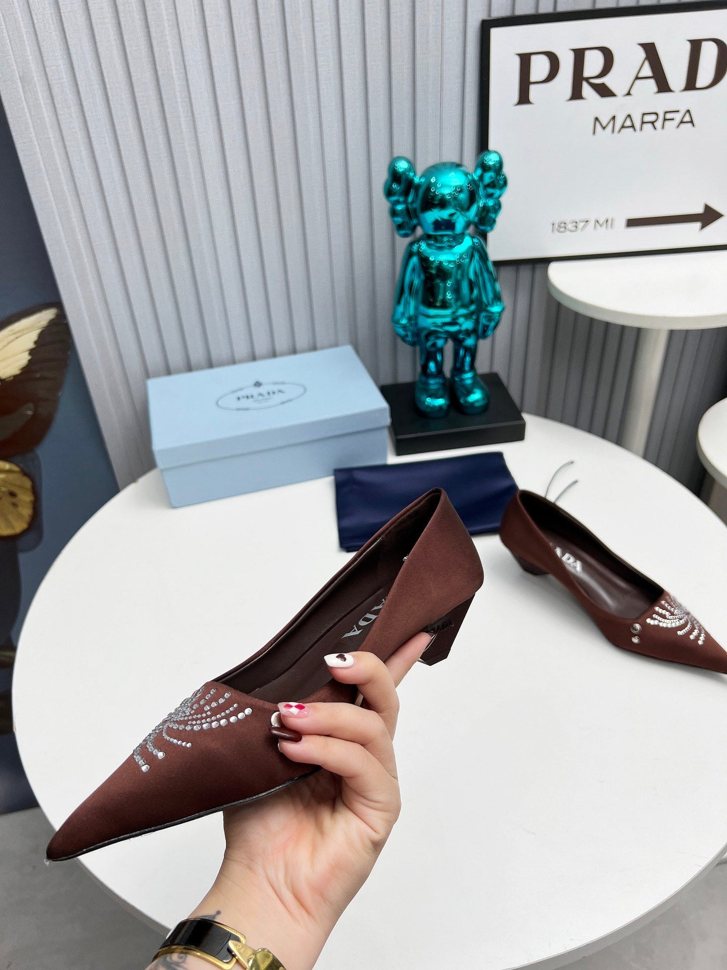 Prada 26SS Pumps 4cm Chocolate Satin 680957