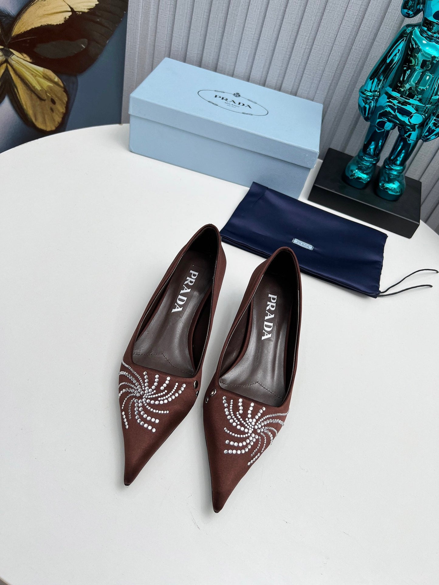 Prada 26SS Pumps 4cm Chocolate Satin 680957