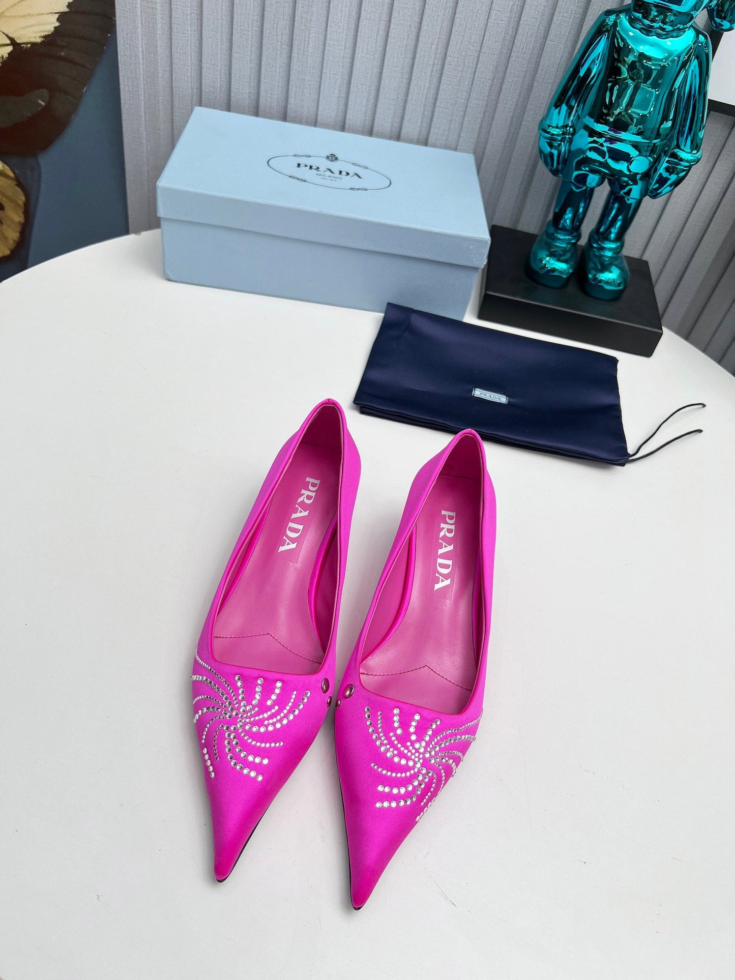 Prada 26SS Pumps 4cm Hot Pink Satin 680958