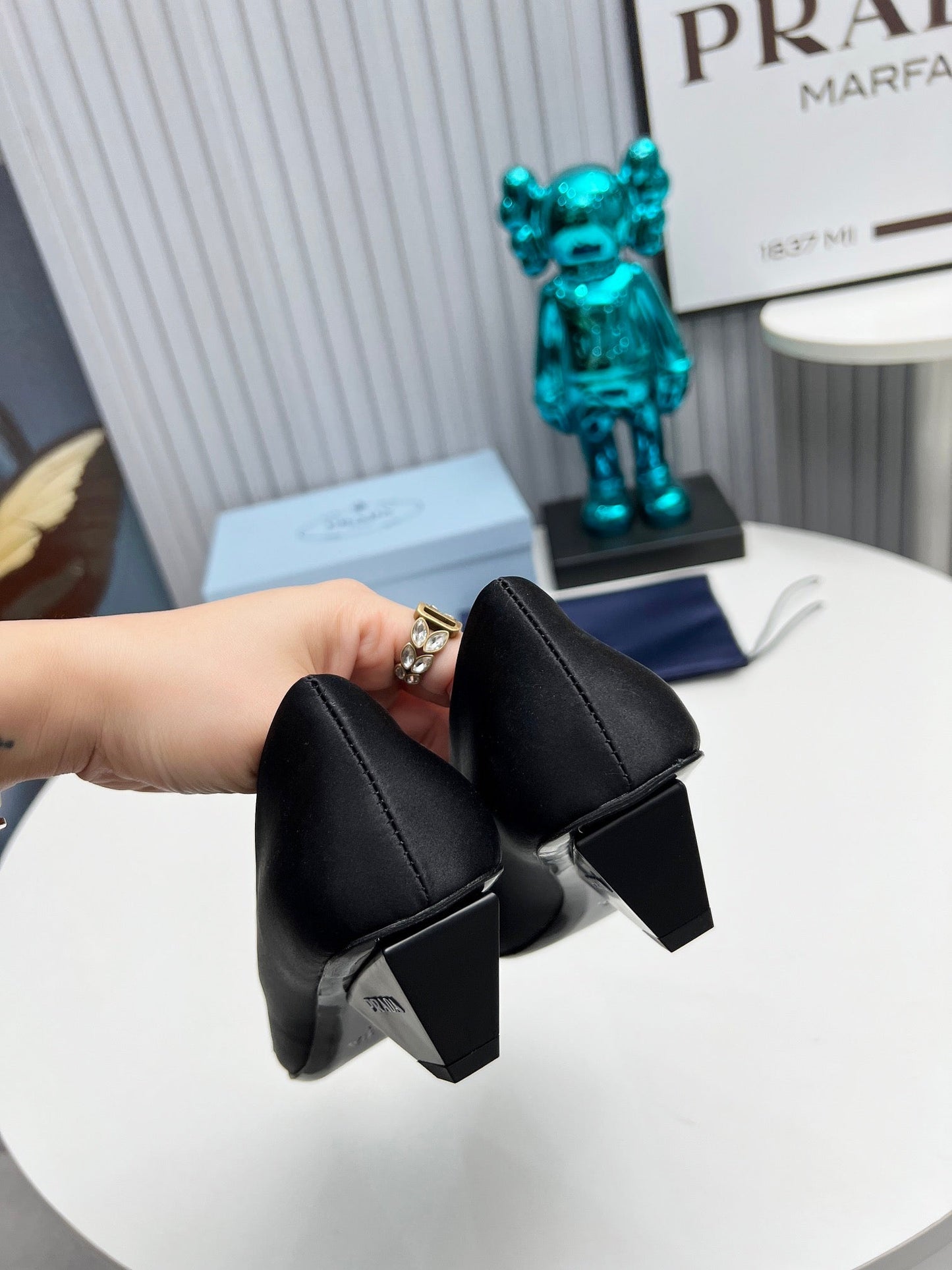 Prada 26SS Pumps 4cm Black Satin 680959