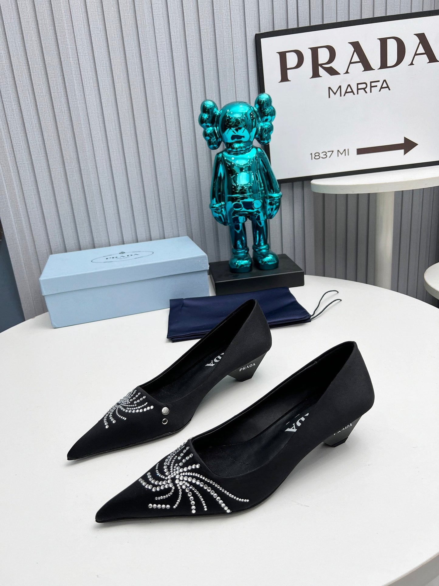 Prada 26SS Pumps 4cm Black Satin 680959