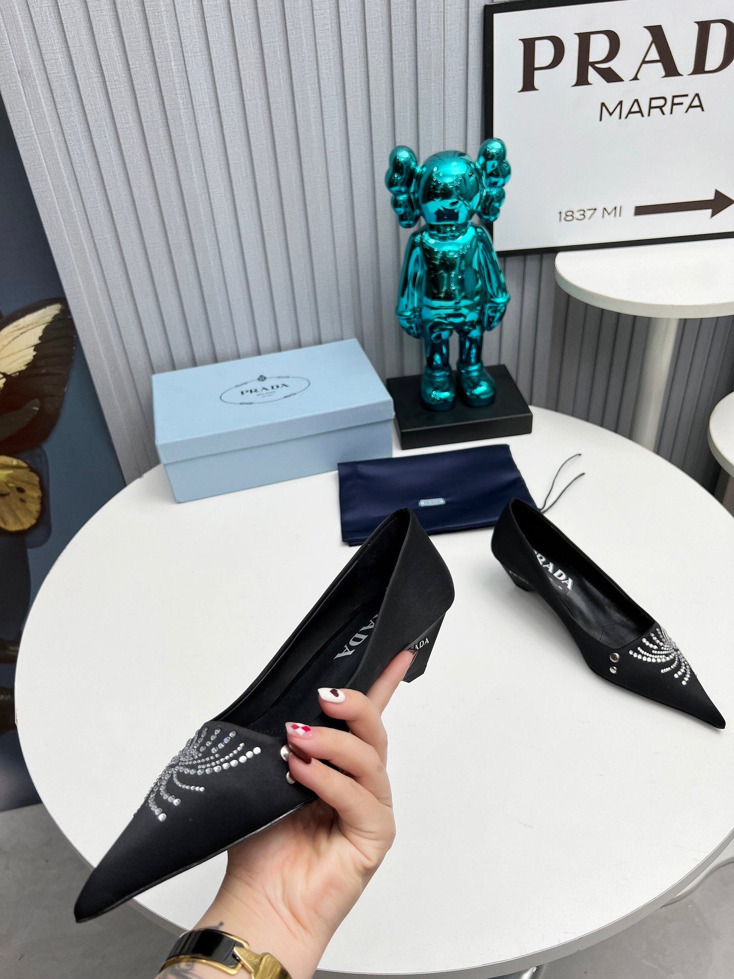 Prada 26SS Pumps 4cm Black Satin 680959