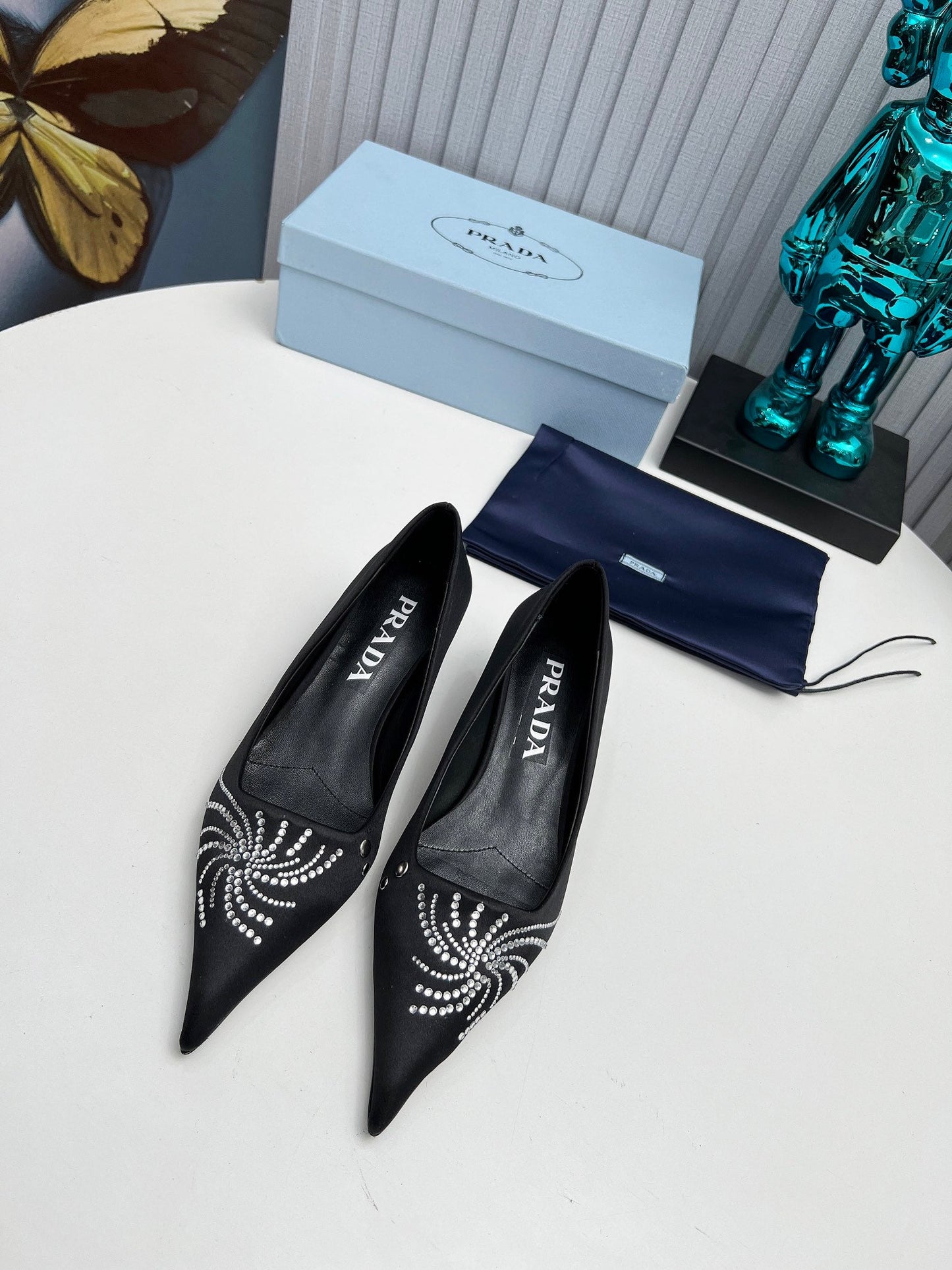 Prada 26SS Pumps 4cm Black Satin 680959