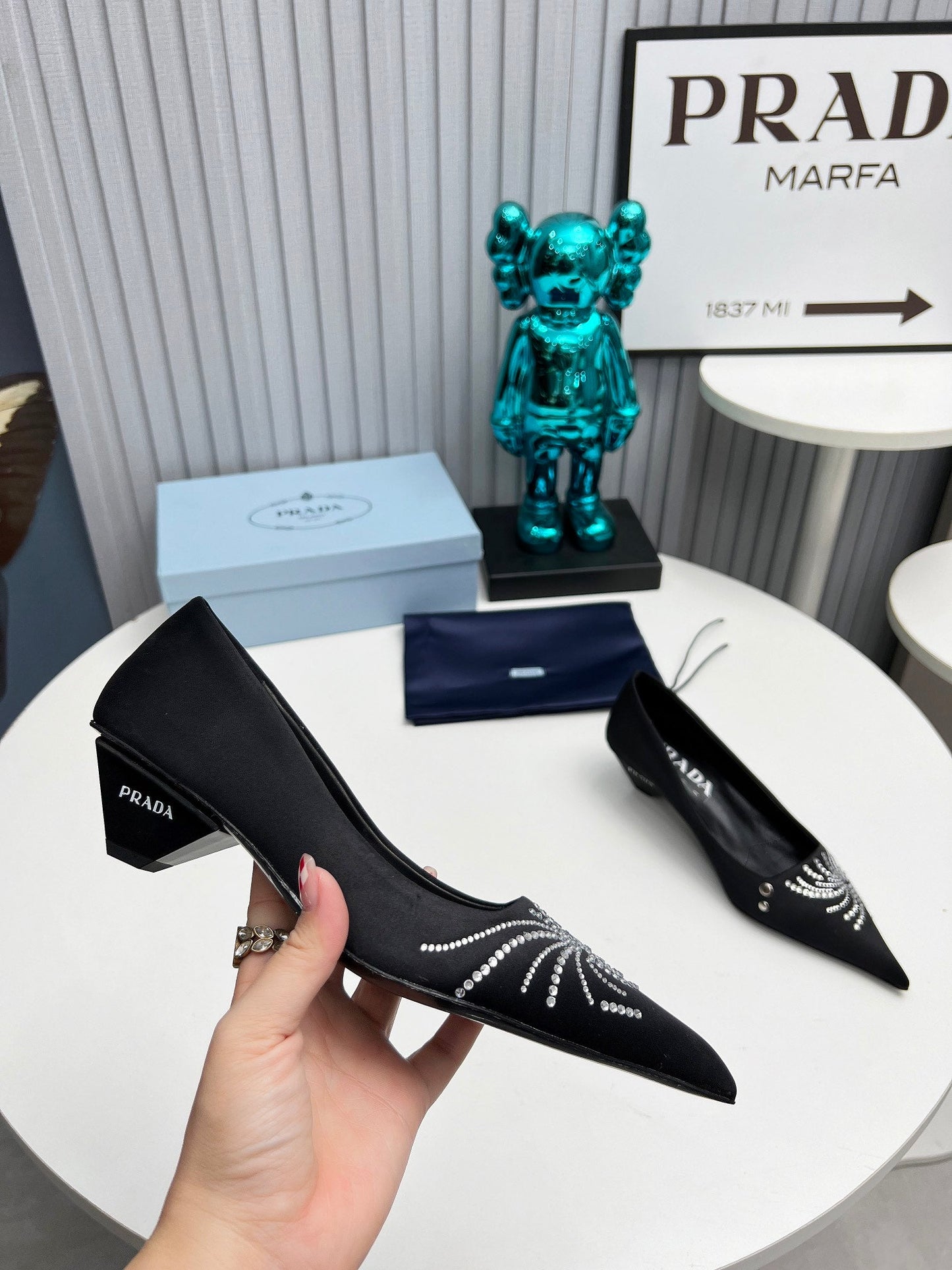 Prada 26SS Pumps 4cm Black Satin 680959