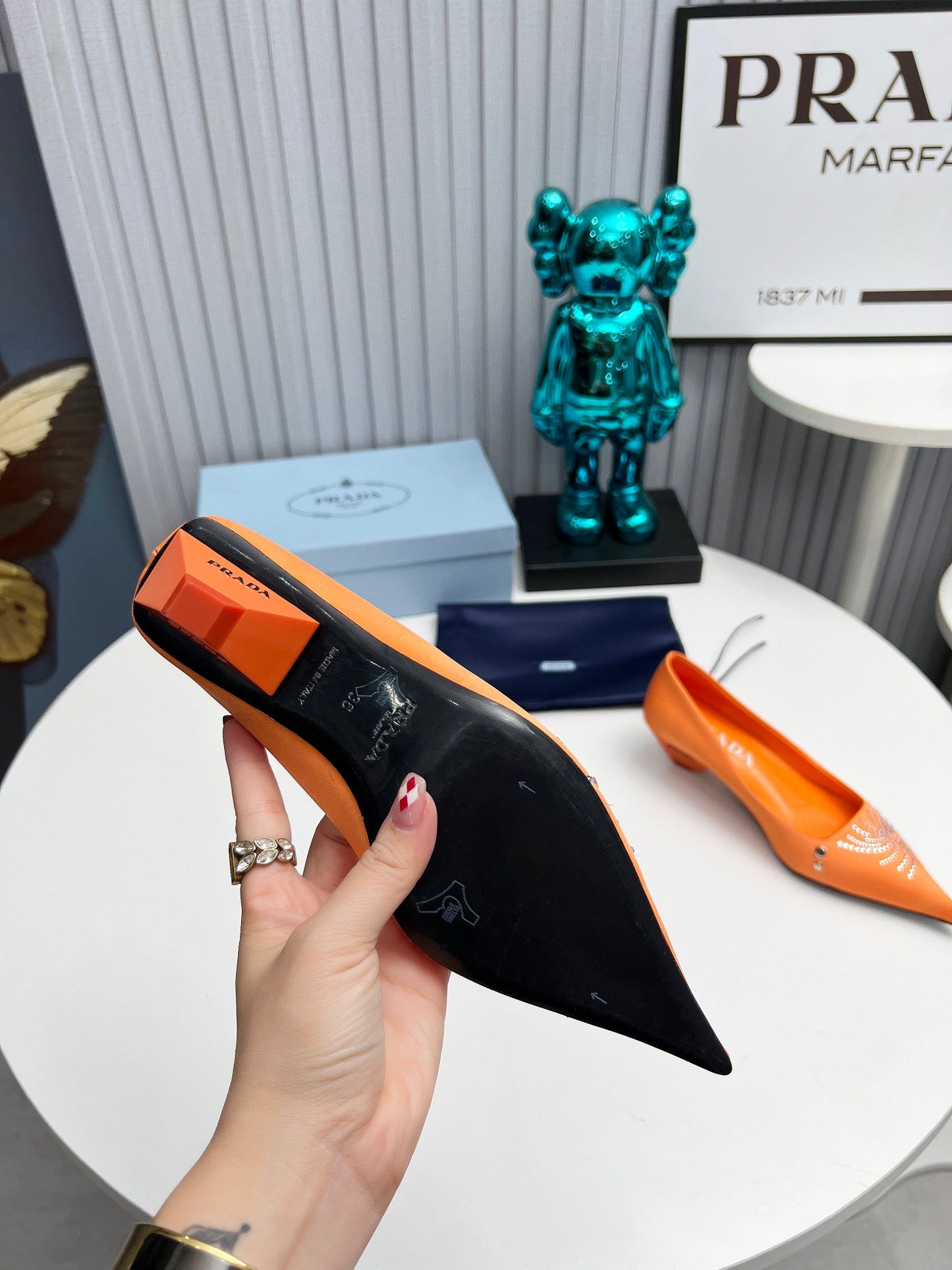 Prada 26SS Pumps 4cm Orange Satin 680960