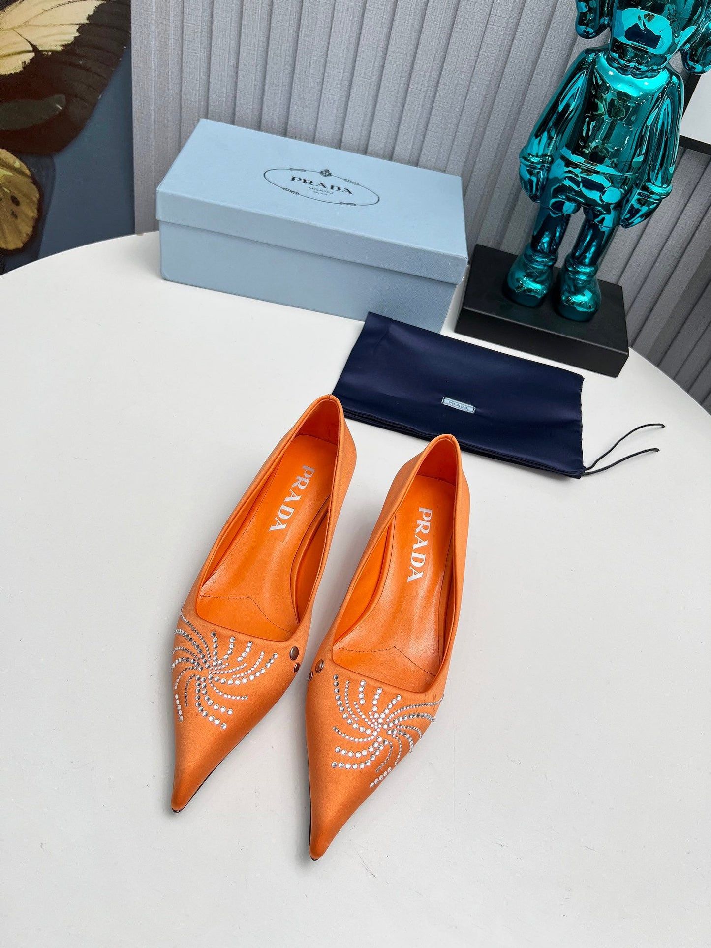 Prada 26SS Pumps 4cm Orange Satin 680960