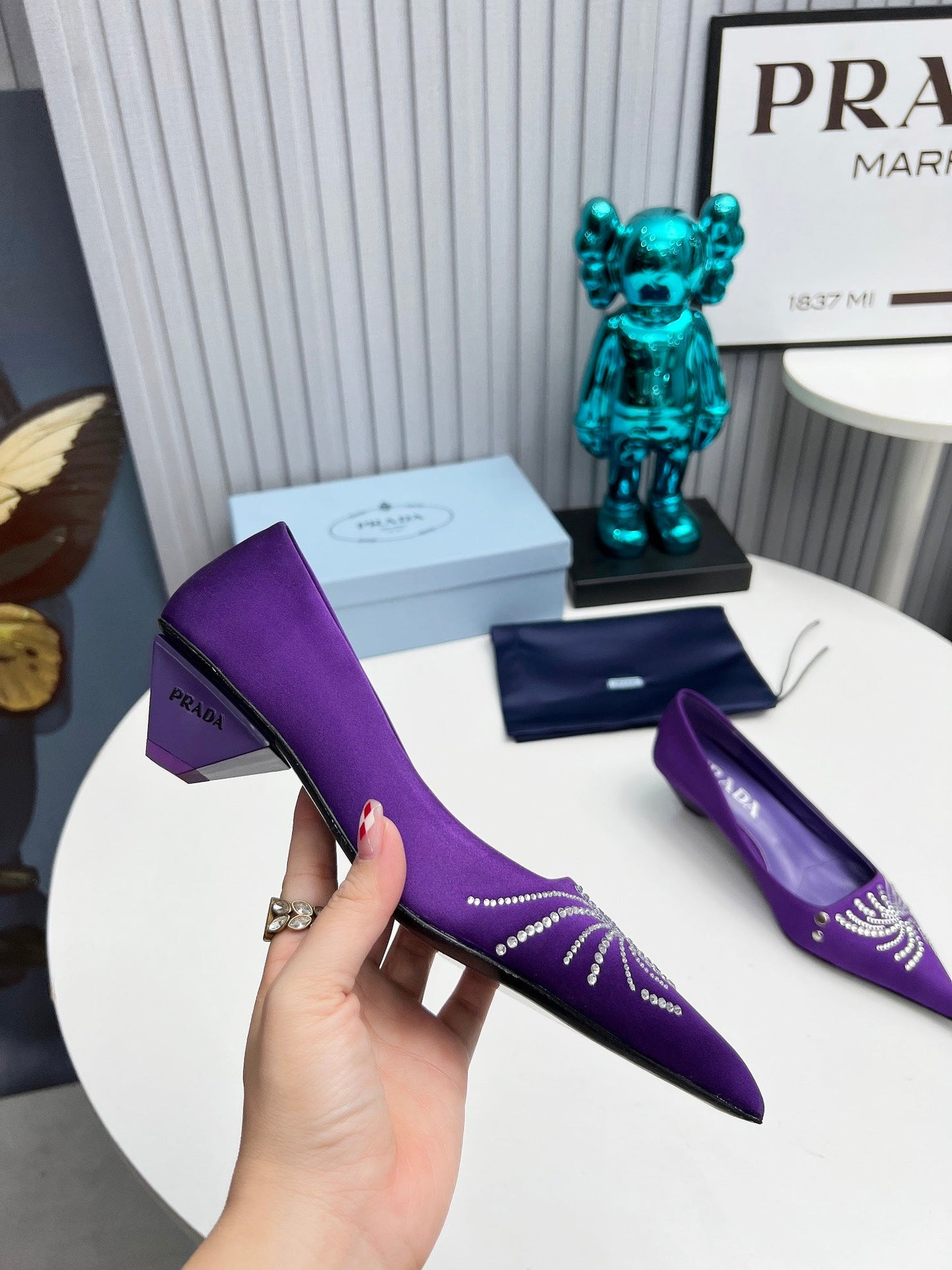 Prada 26SS Pumps 4cm Purple Satin 680961