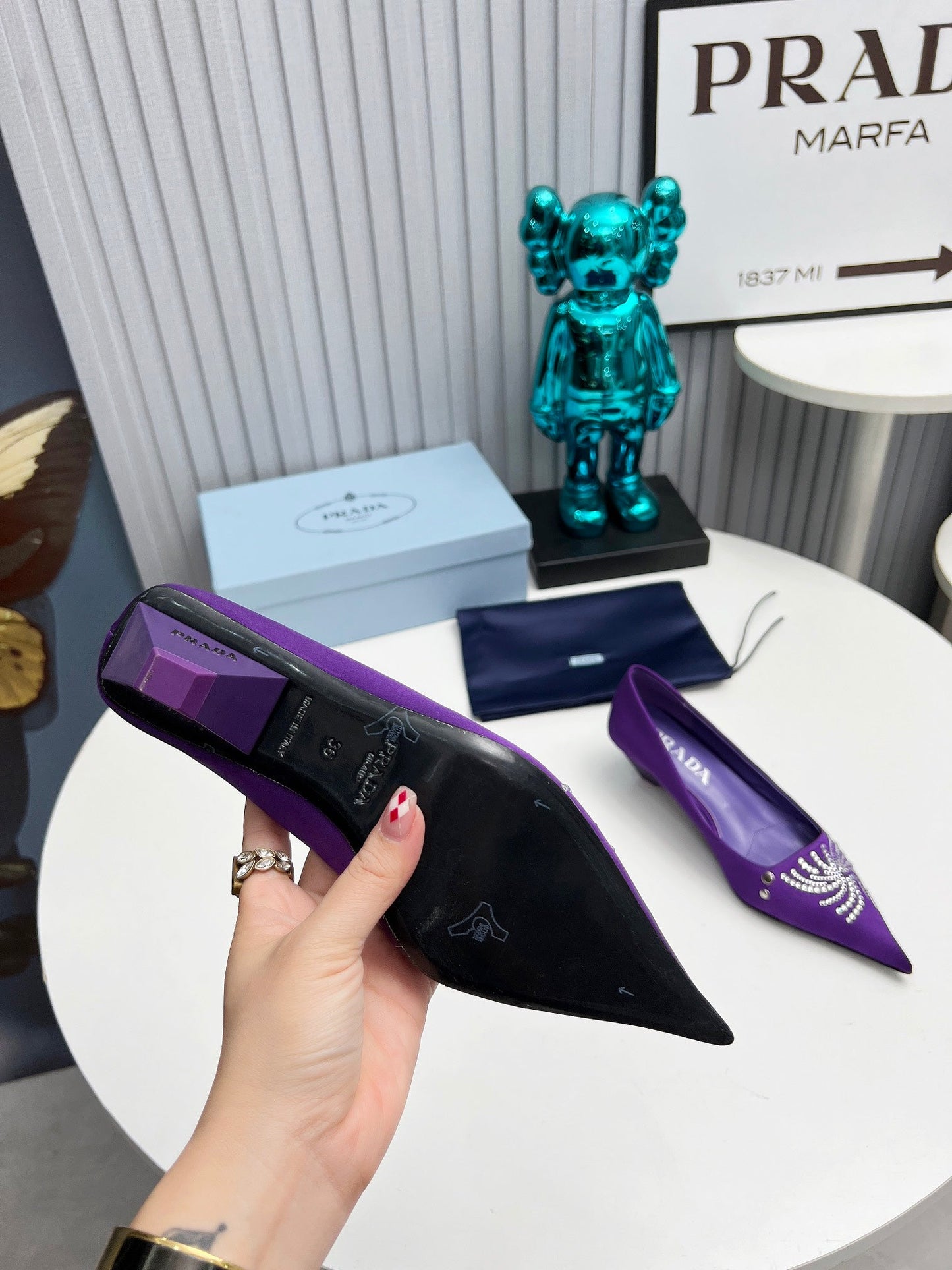 Prada 26SS Pumps 4cm Purple Satin 680961