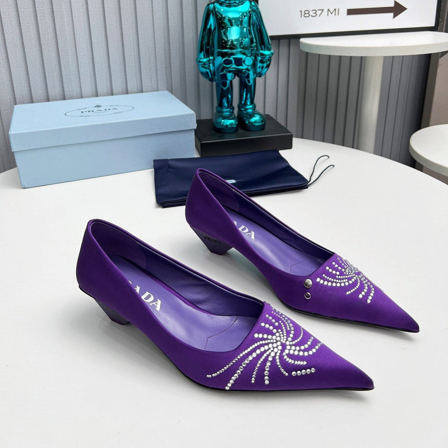 Prada 26SS Pumps 4cm Purple Satin 680961