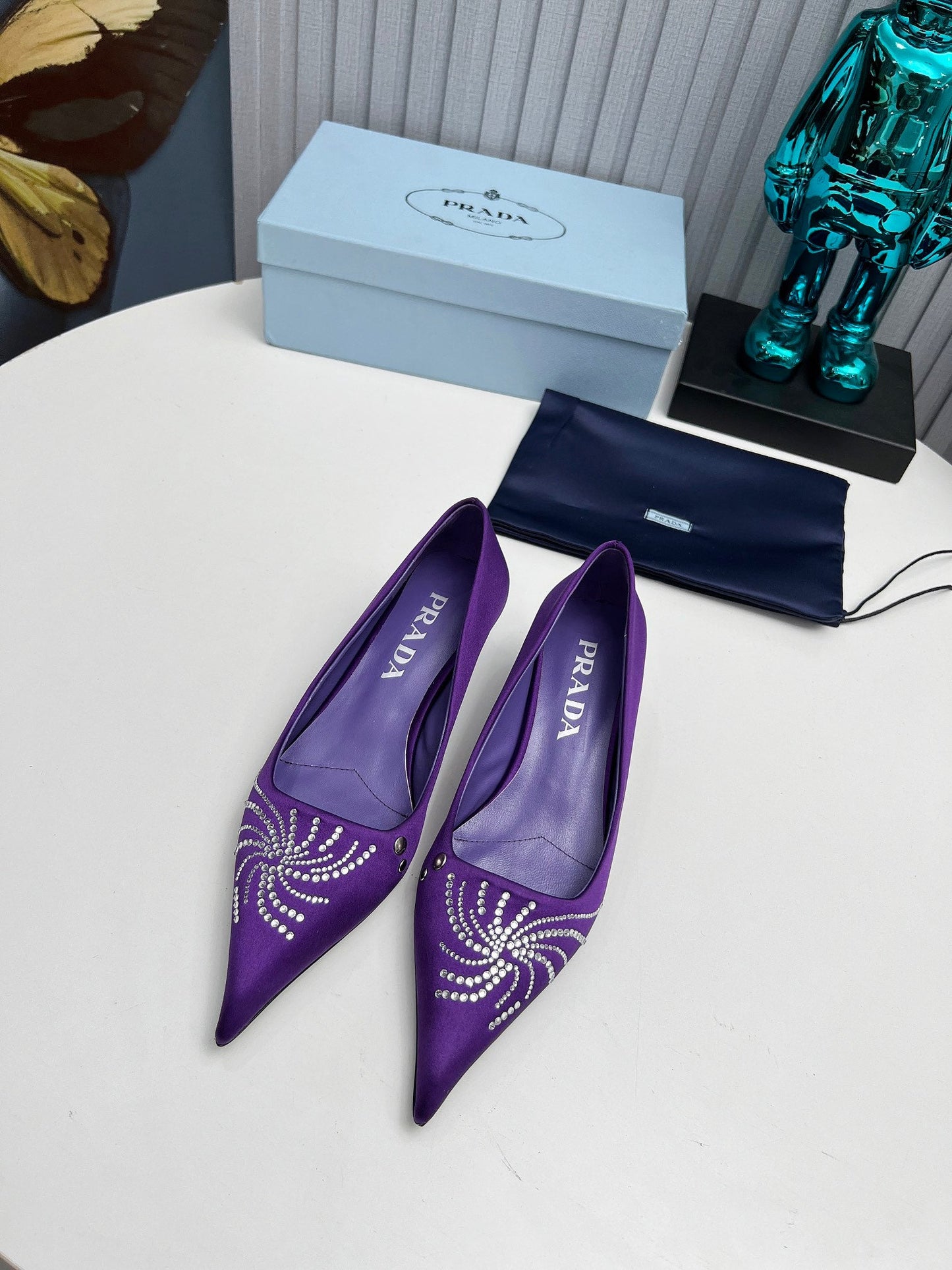 Prada 26SS Pumps 4cm Purple Satin 680961