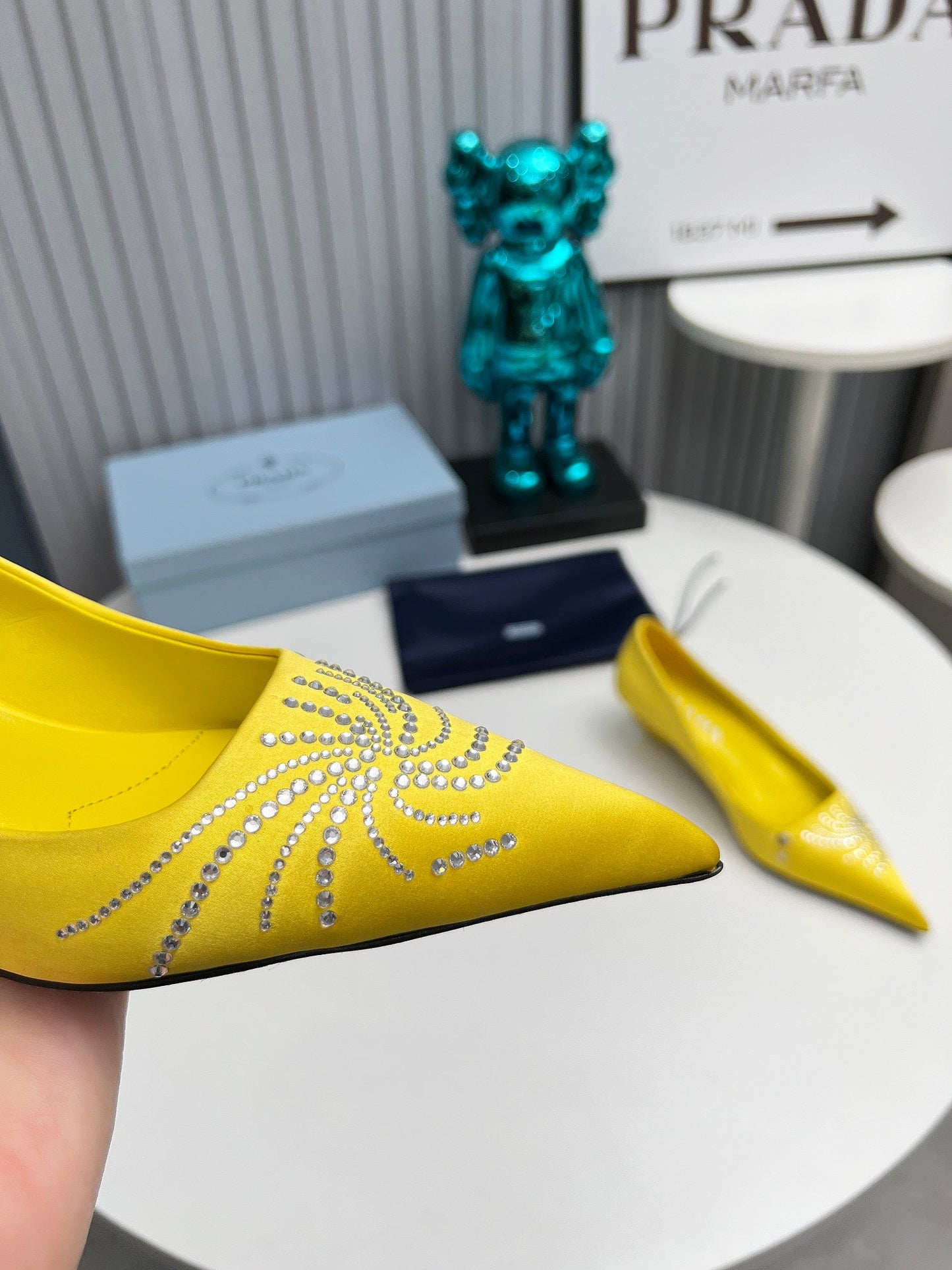 Prada 26SS Pumps 4cm Yellow Satin 680962