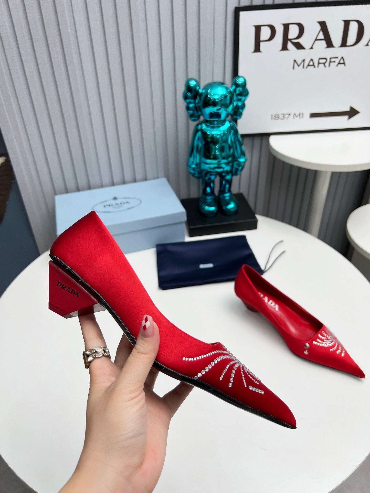 Prada 26SS Pumps 4cm Red Satin 680965