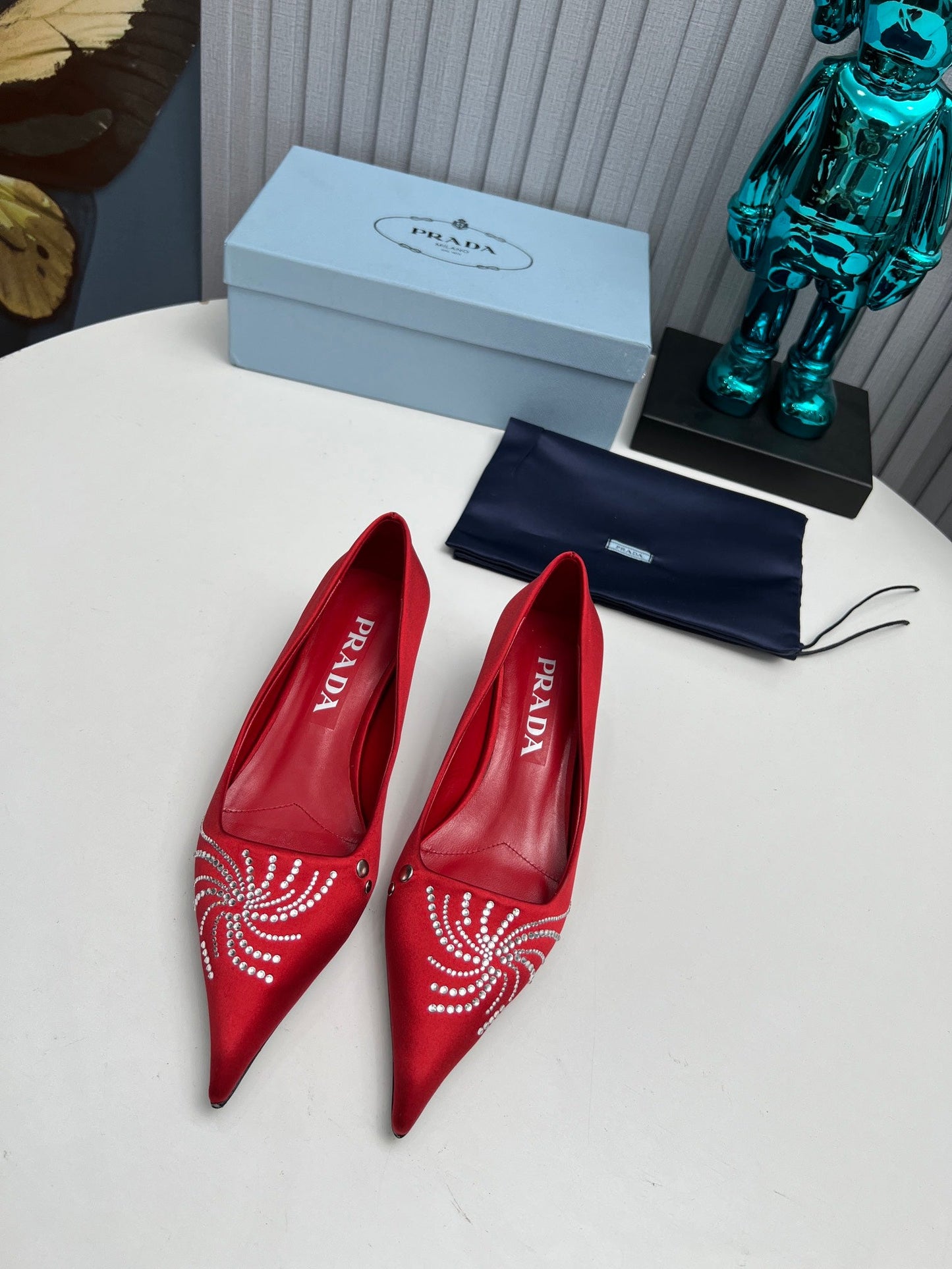 Prada 26SS Pumps 4cm Red Satin 680965