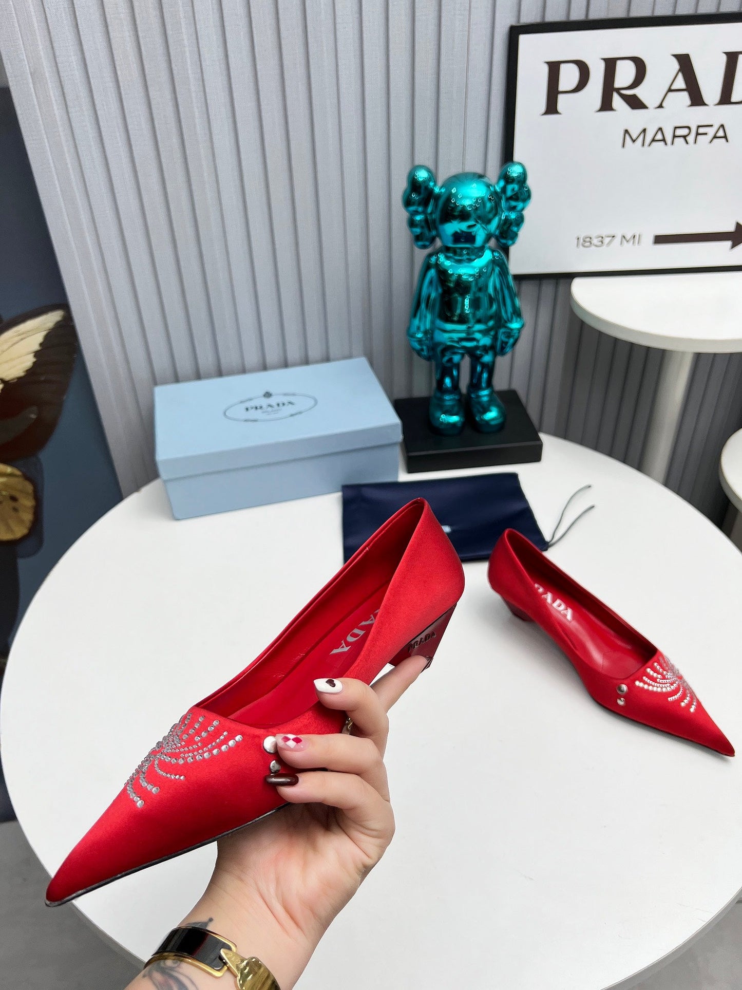 Prada 26SS Pumps 4cm Red Satin 680965