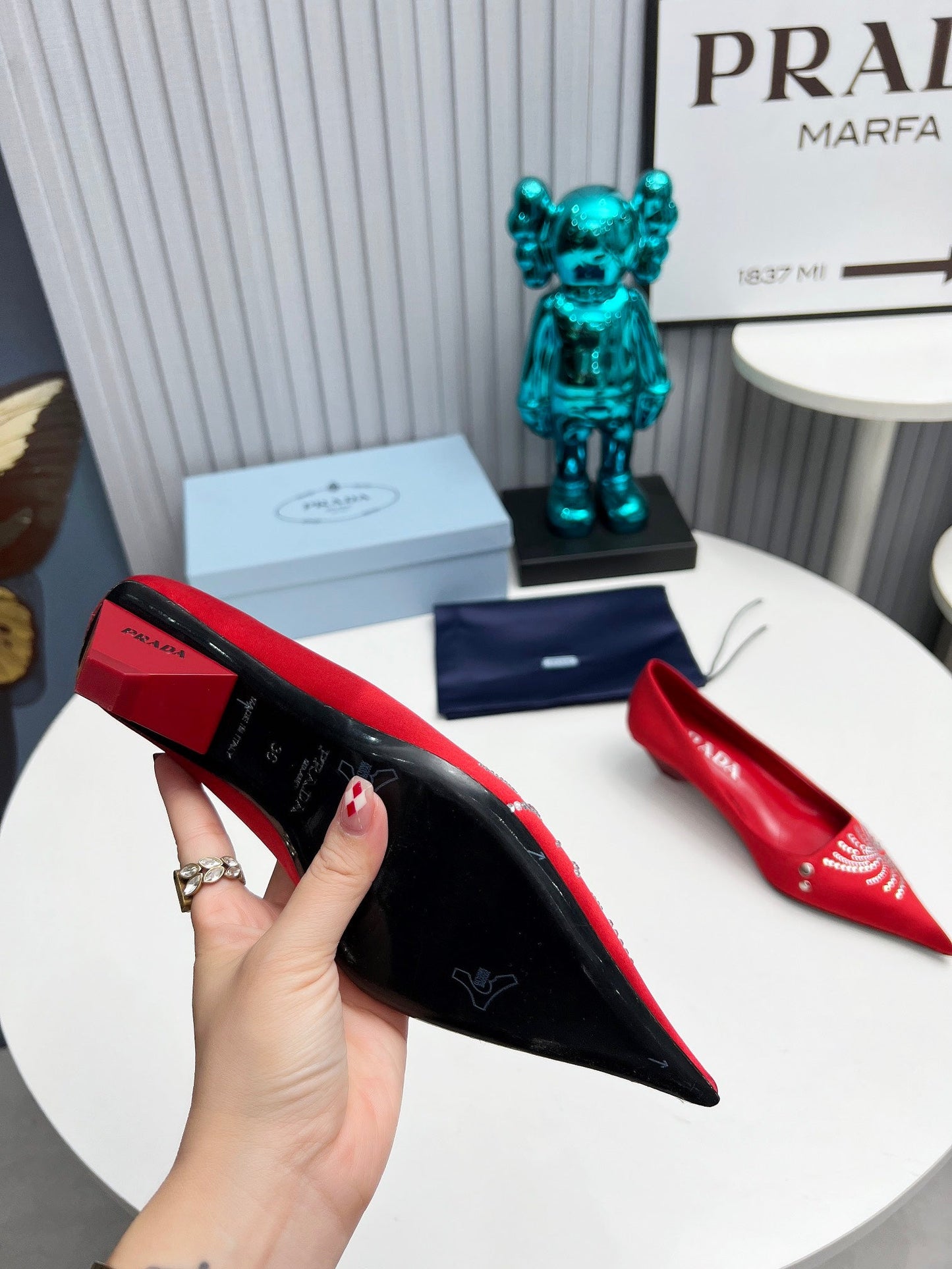 Prada 26SS Pumps 4cm Red Satin 680965