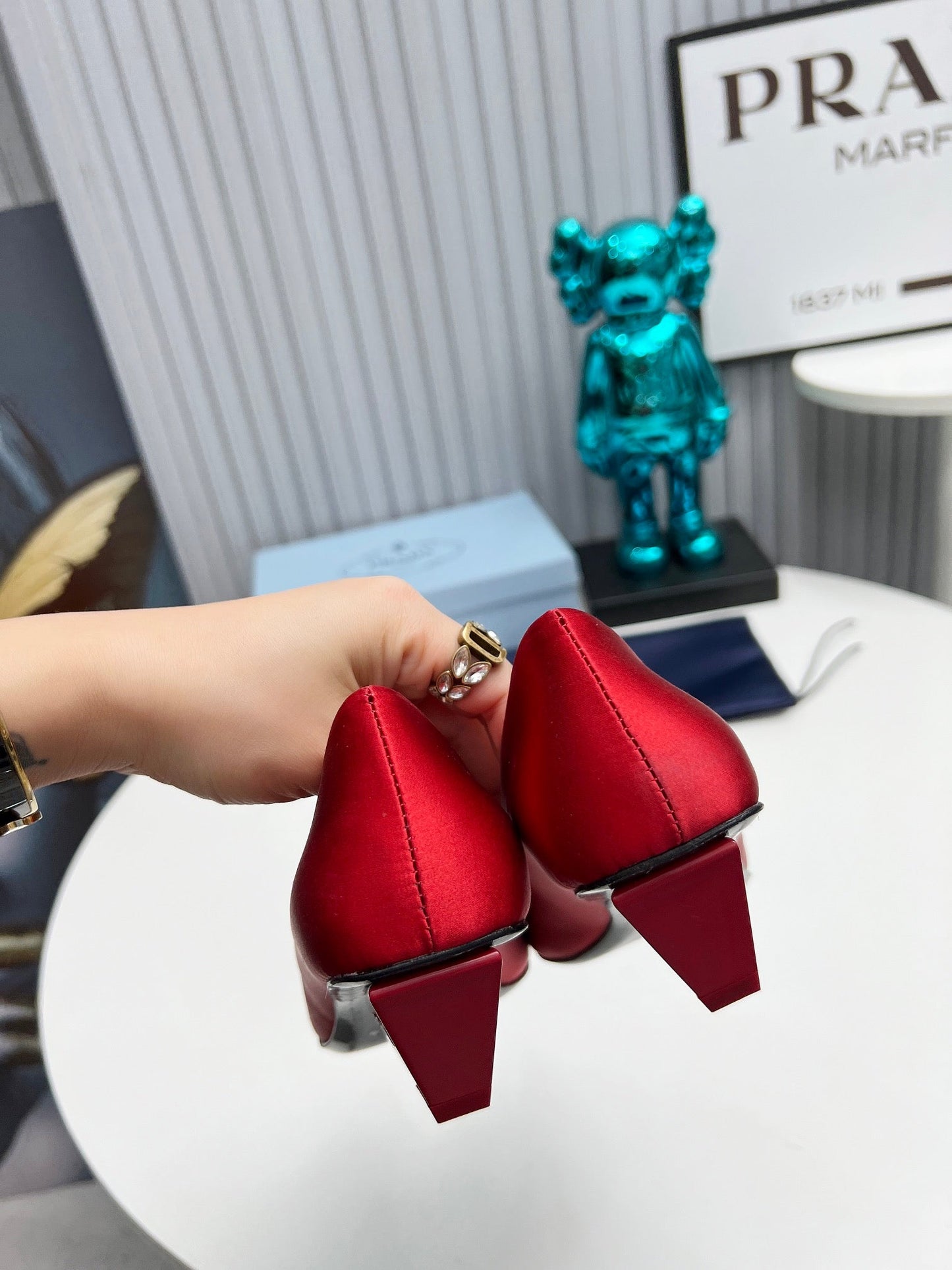 Prada 26SS Pumps 4cm Red Satin 680965