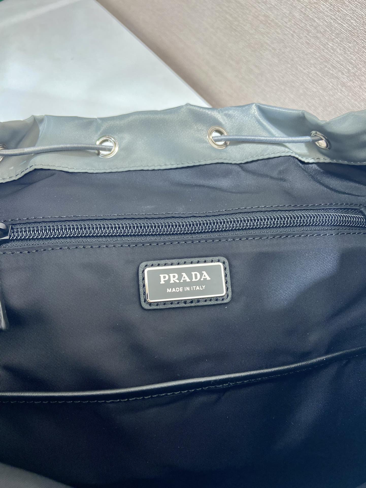 Triangle Logo Backpack 45 In Ash Gray Re-Nylon