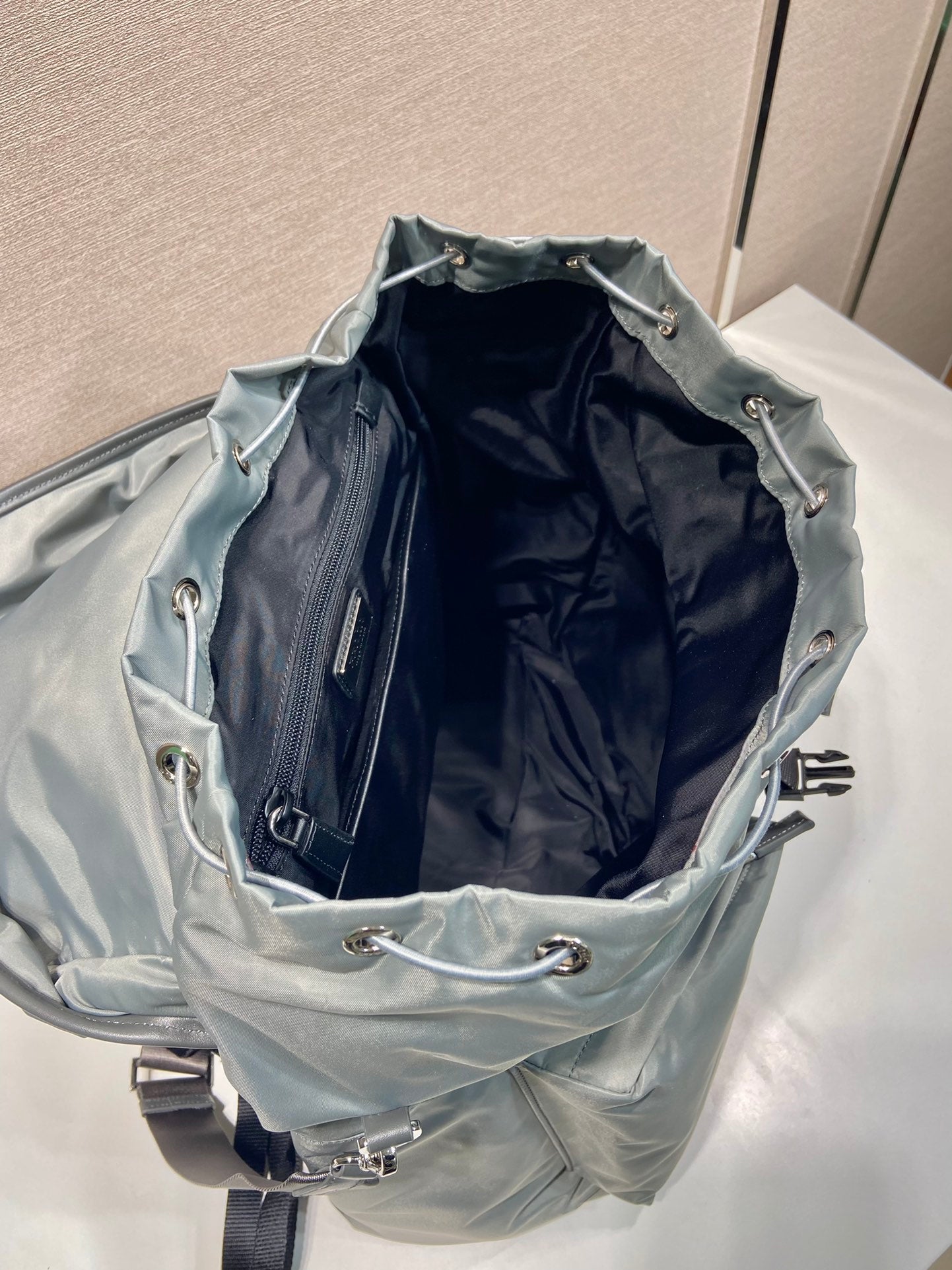 Triangle Logo Backpack 45 In Ash Gray Re-Nylon