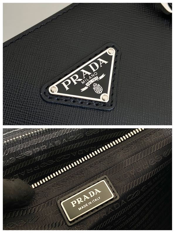 Prada Triangle-Logo Tote Bag Black Saffiano Leather
