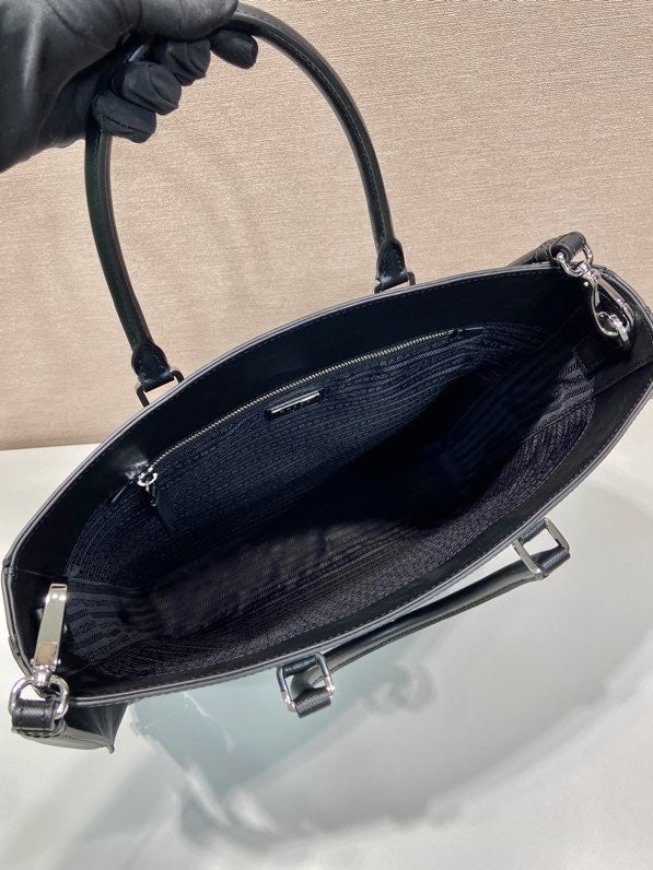Prada Triangle-Logo Tote Bag Black Saffiano Leather