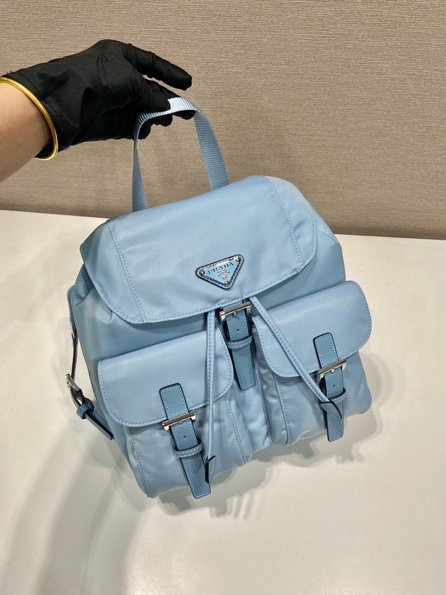 Small Backpack 28 In Sky Blue Parachute Fabric
