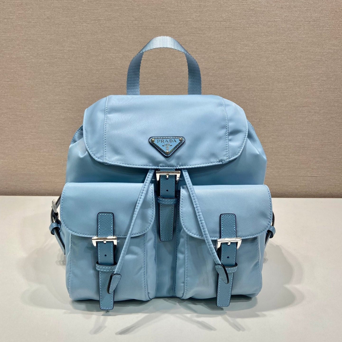 Small Backpack 28 In Sky Blue Parachute Fabric