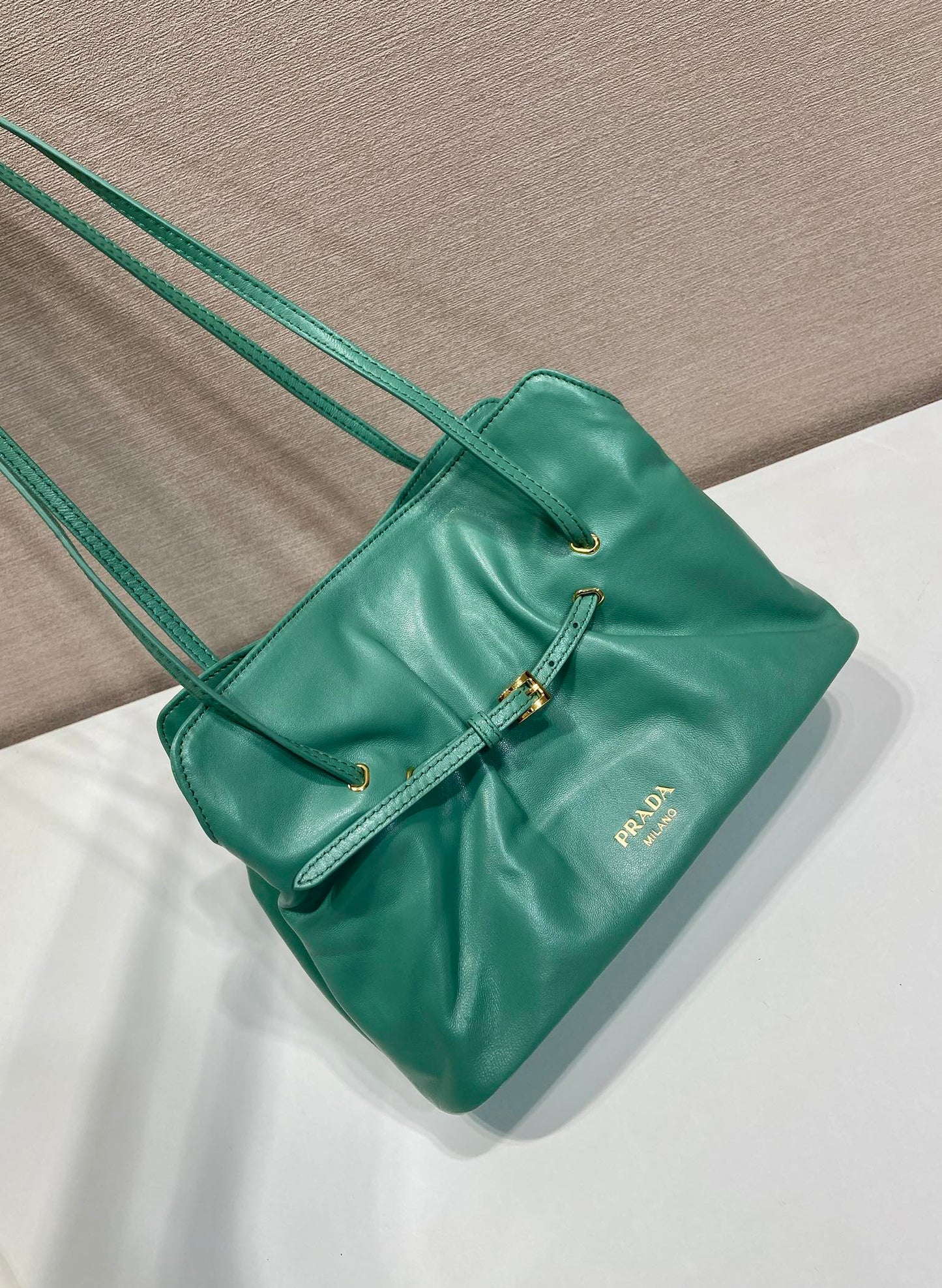Prada Small Dada 25cm Teal Green Nappa Leather