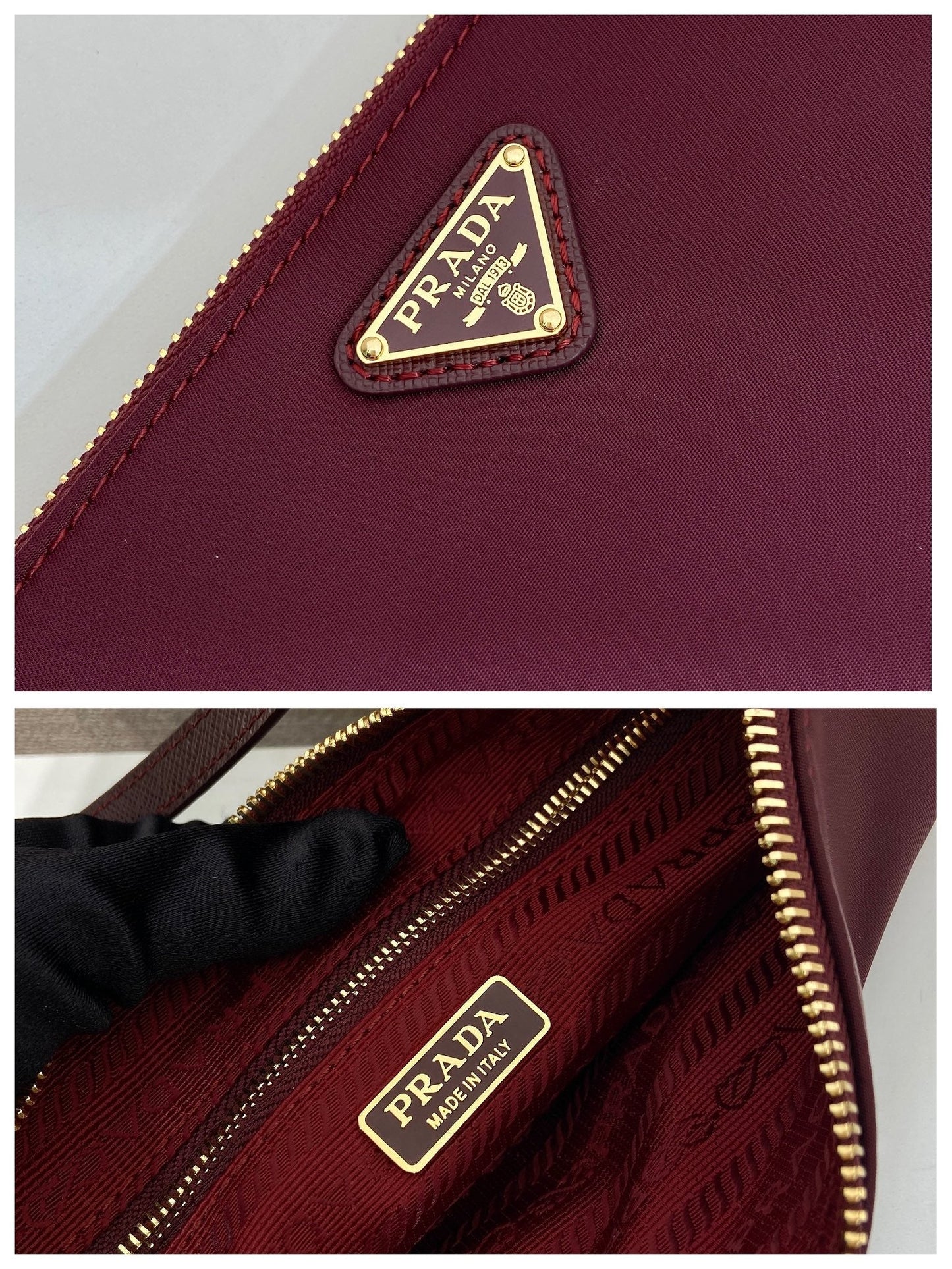 PRA vintage long shoulder bag burgundy nylon fabric