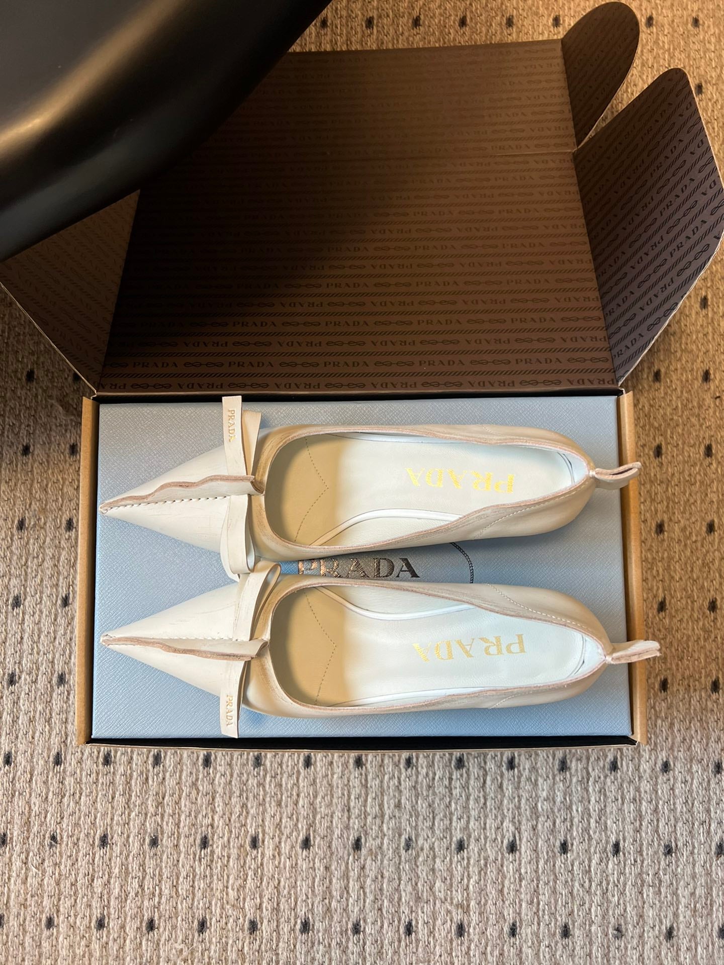 Prada Antiqued Pumps 55mm White Calfskin 606397