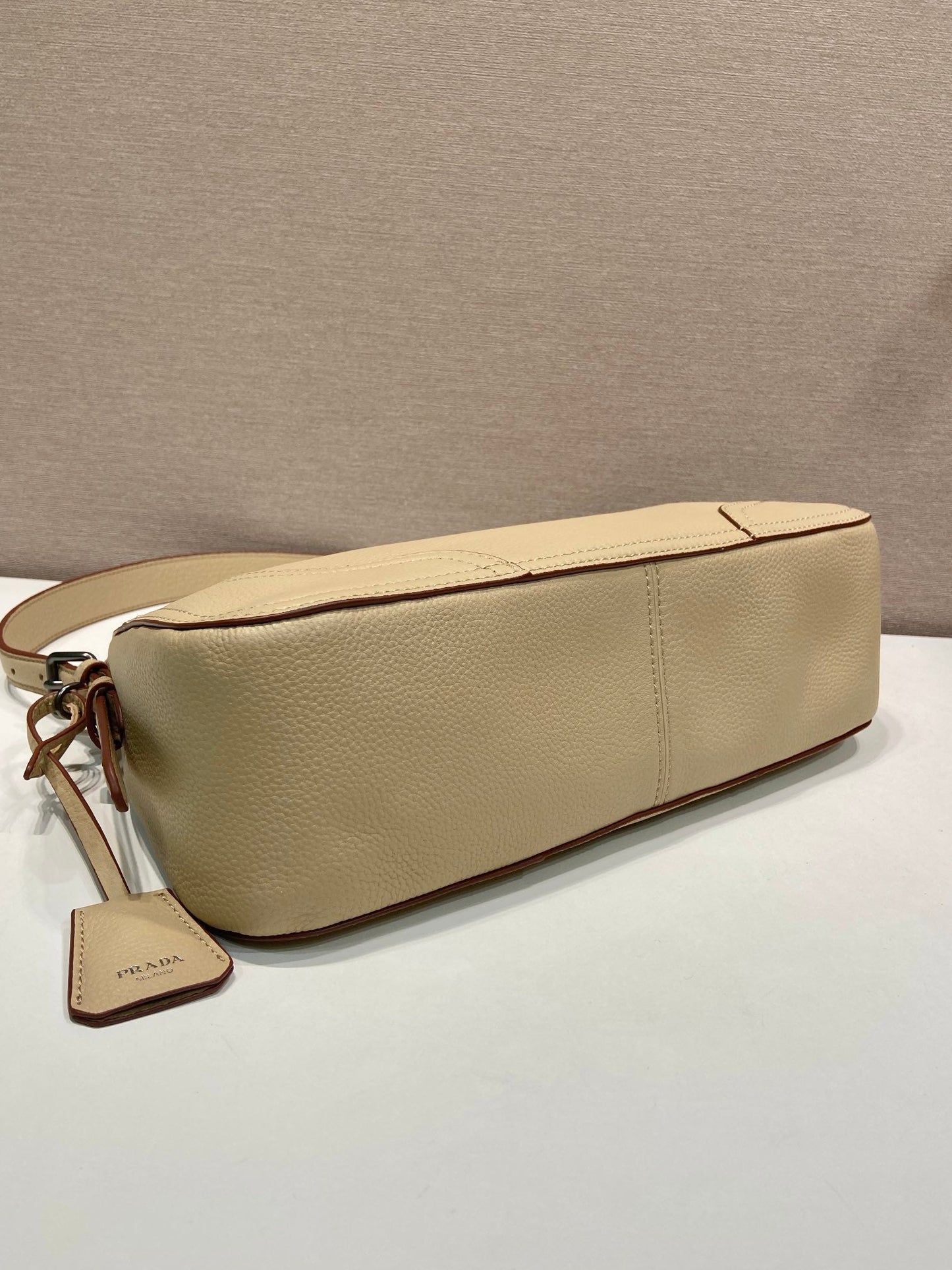 Prada Aimèe Large Shoulder 36cm Bag Light Beige Cowhide