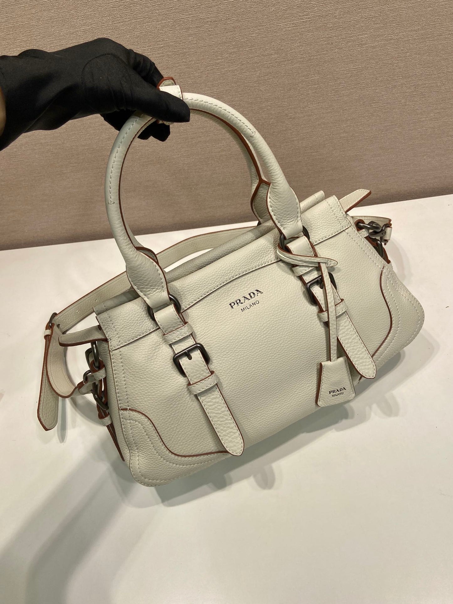 Prada Large Tote Bag 35cm Ivory Leather