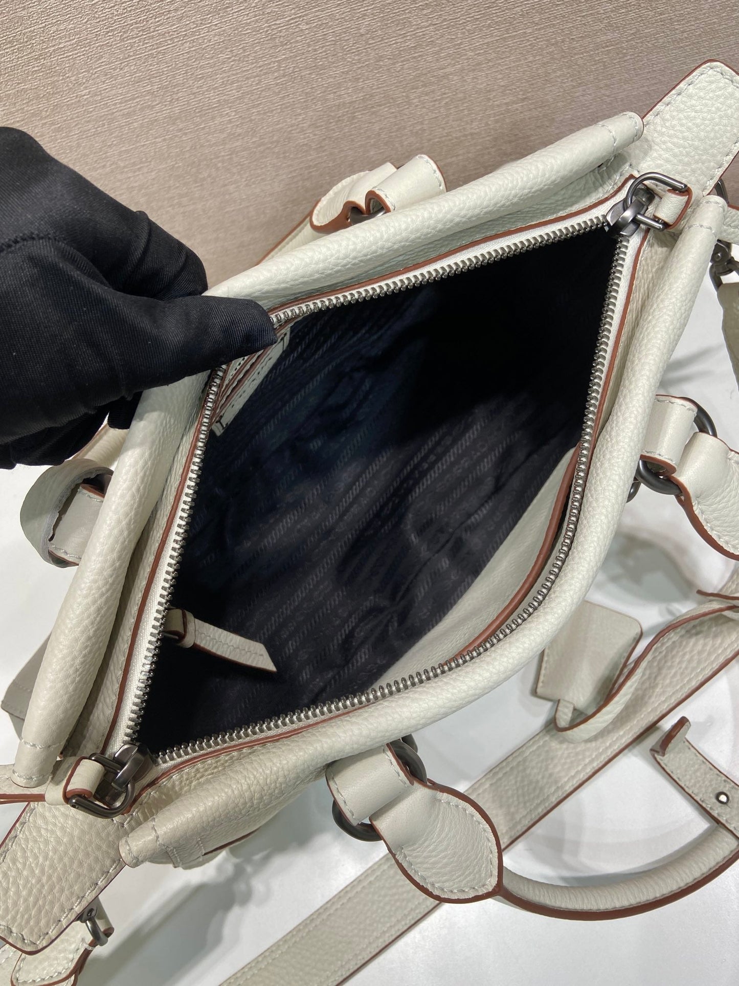 Prada Large Tote Bag 35cm Ivory Leather