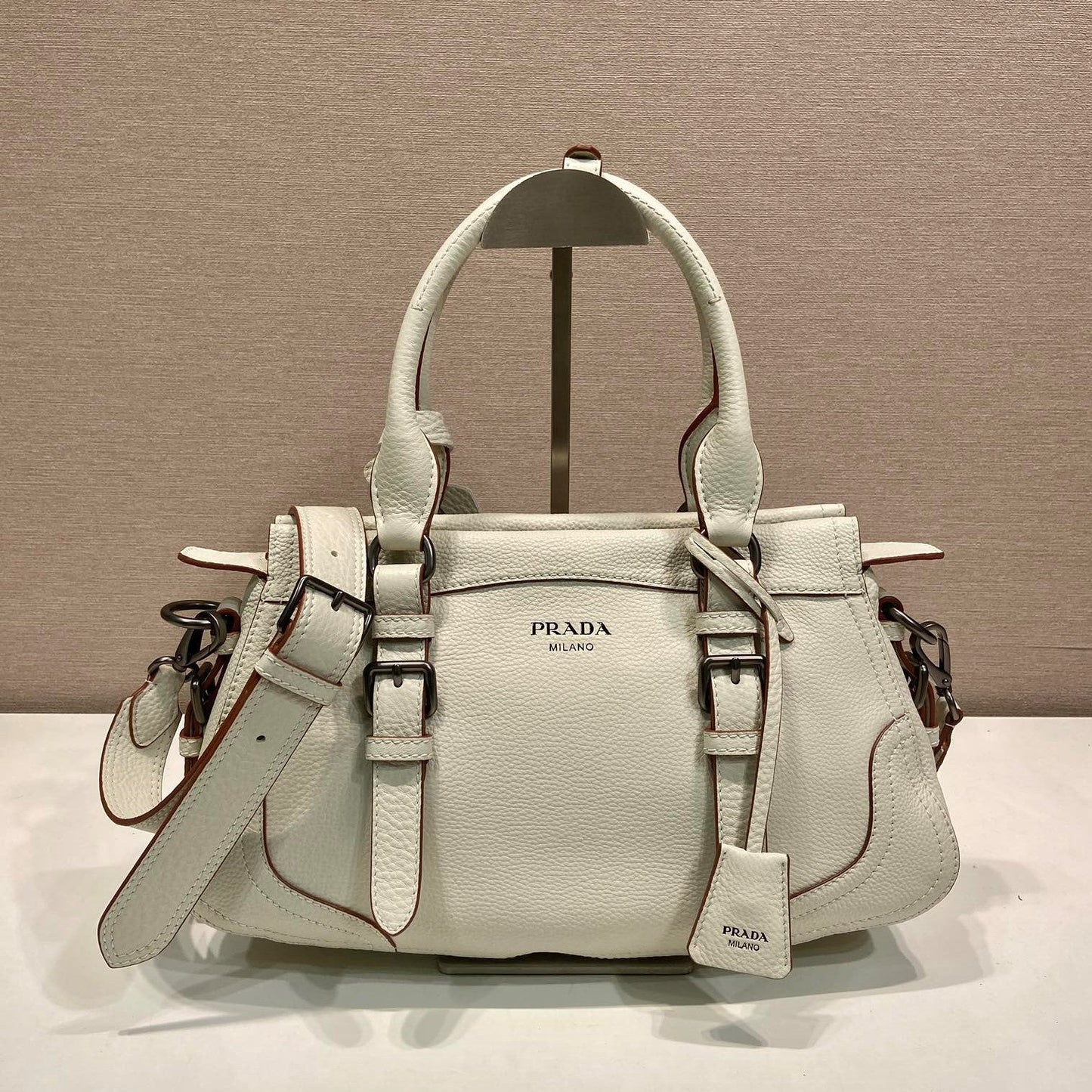 Prada Large Tote Bag 35cm Ivory Leather