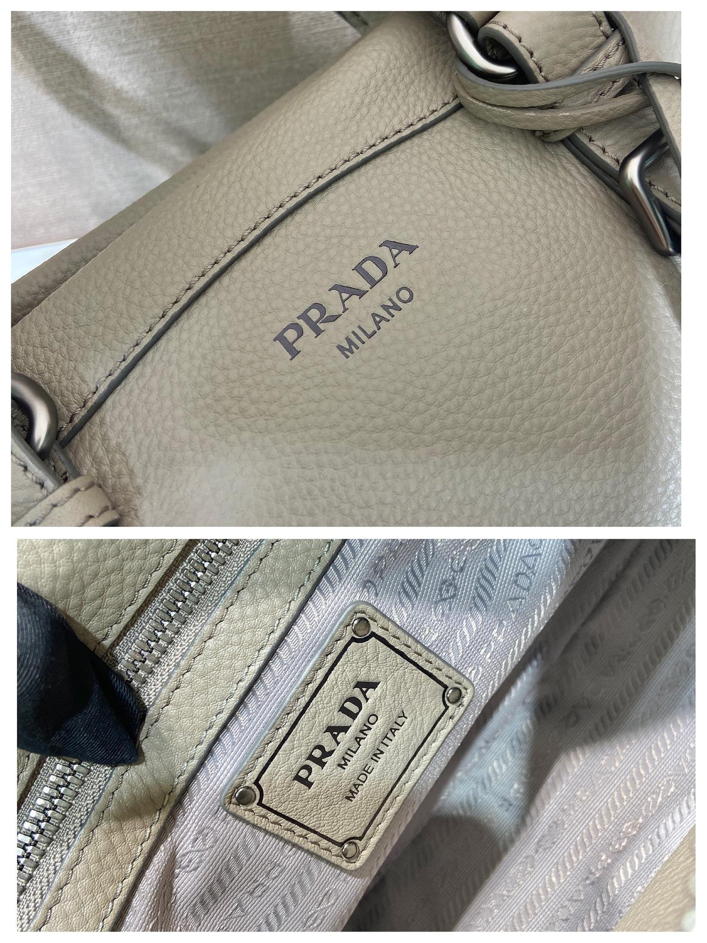 Prada Large Tote Bag 35cm Taupe Leather