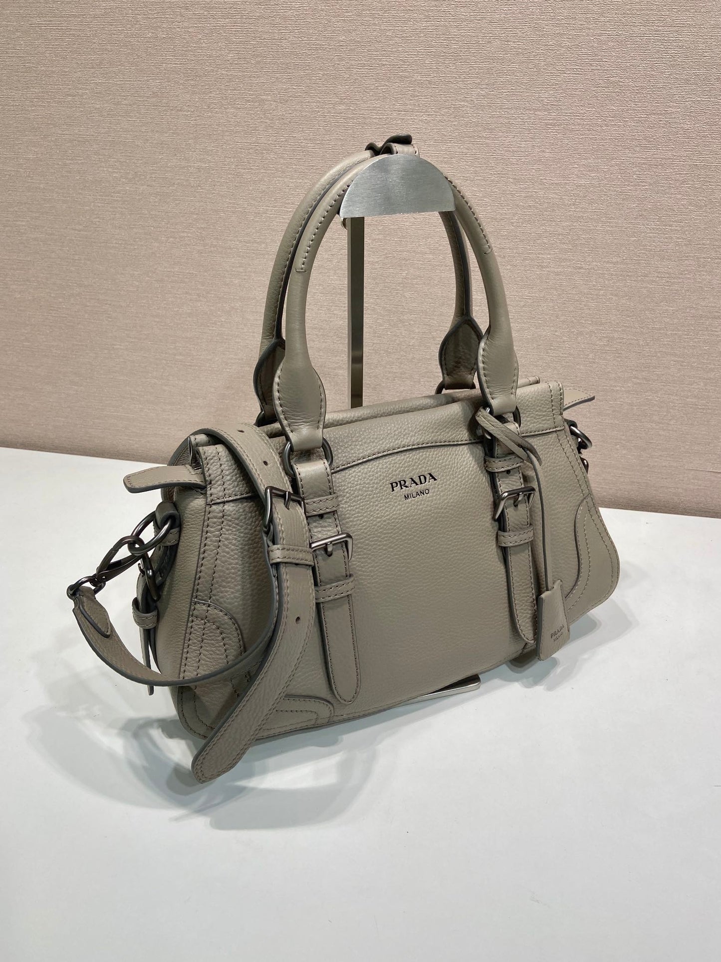 Prada Large Tote Bag 35cm Taupe Leather