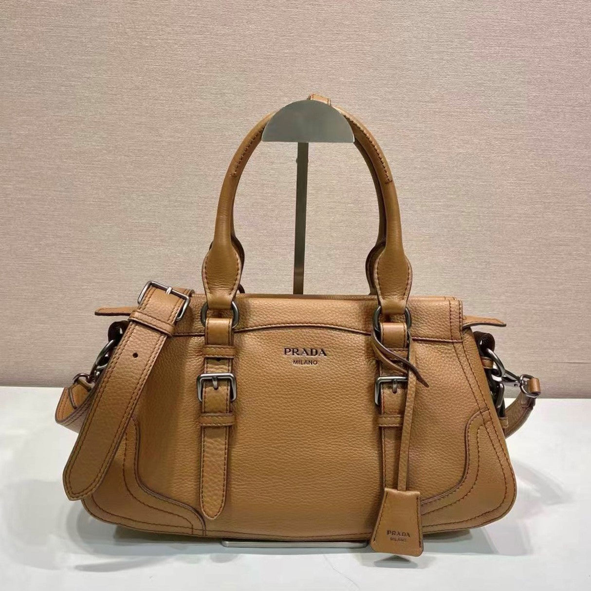 Prada Large Tote Bag 35cm Camel Leather