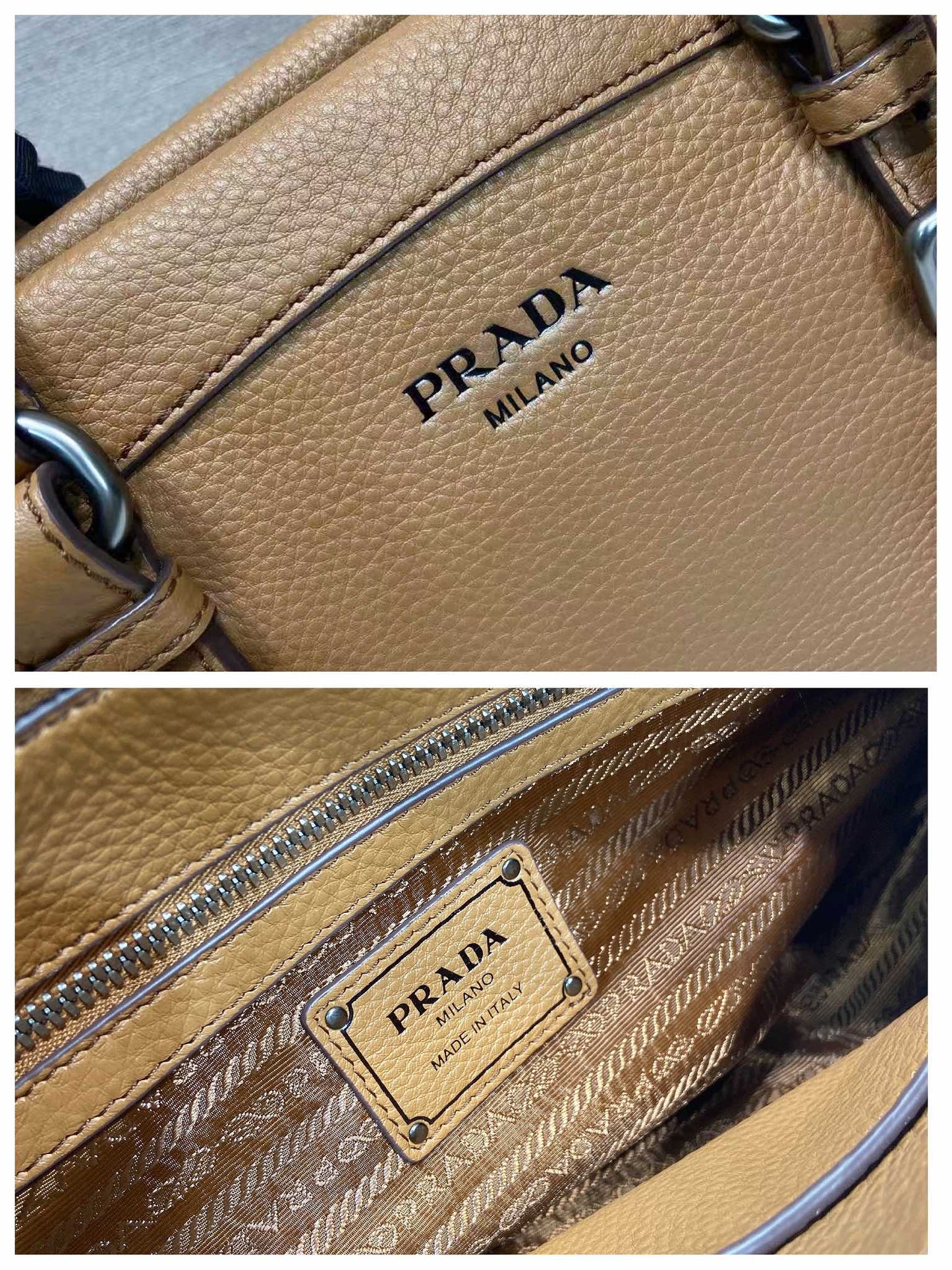 Prada Large Tote Bag 35cm Camel Leather