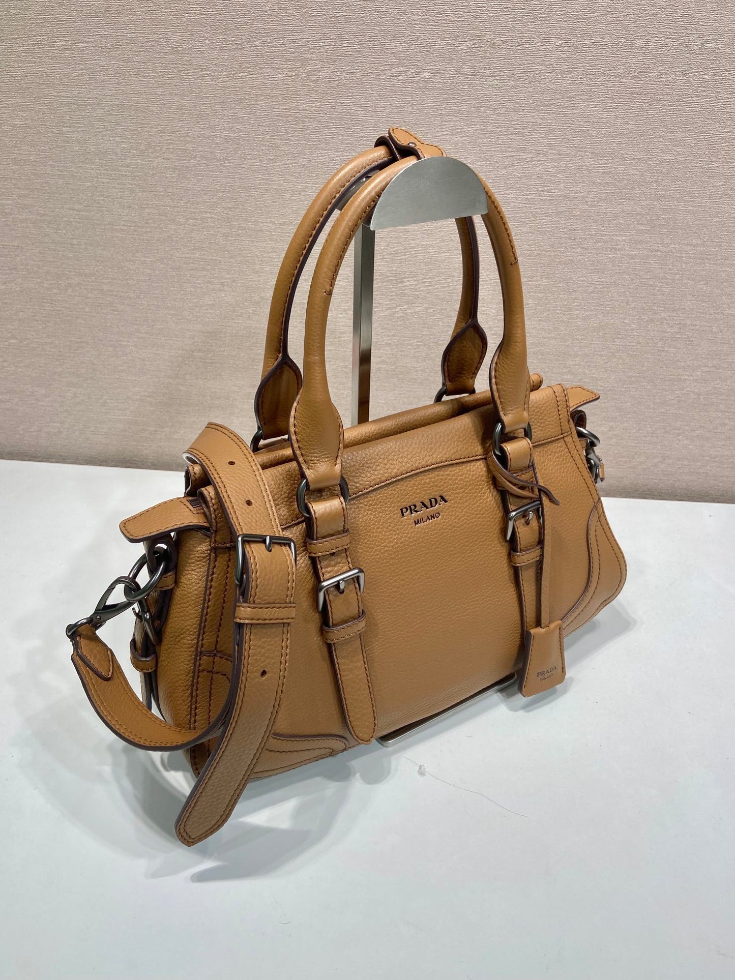 Prada Large Tote Bag 35cm Camel Leather