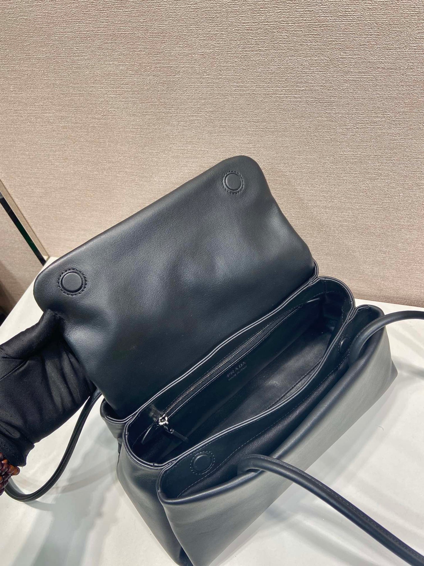 Prada Passage Medium Bag 28cm Black Leather Re-Nylon