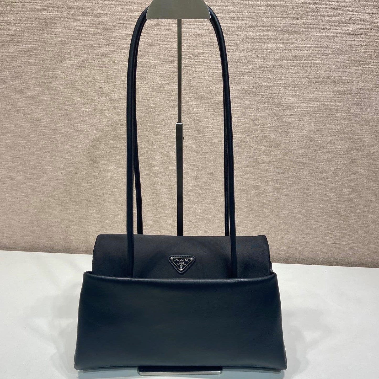 Prada Passage Medium Bag 28cm Black Leather Re-Nylon