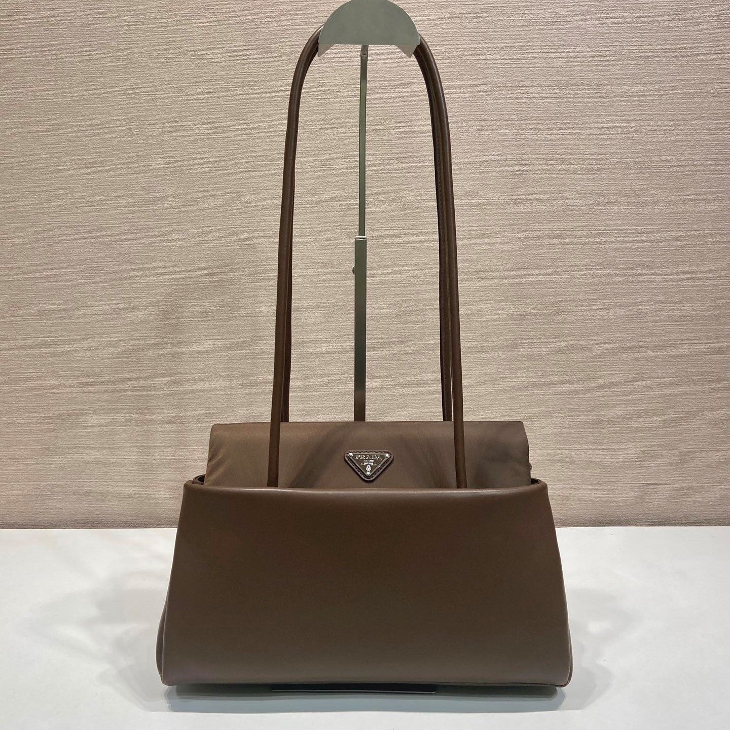 Prada Passage Medium Bag 28cm Brown Leather Re-Nylon
