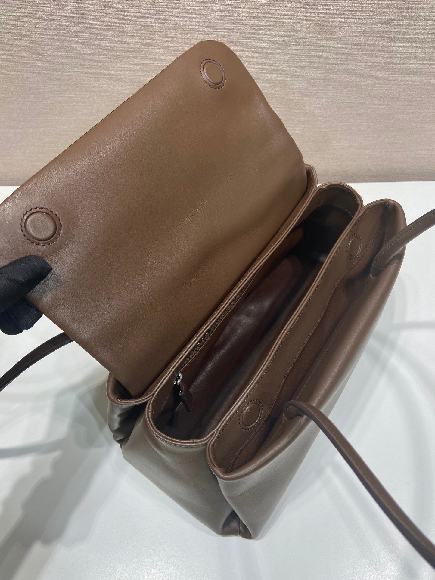Prada Passage Medium Bag 28cm Brown Leather Re-Nylon