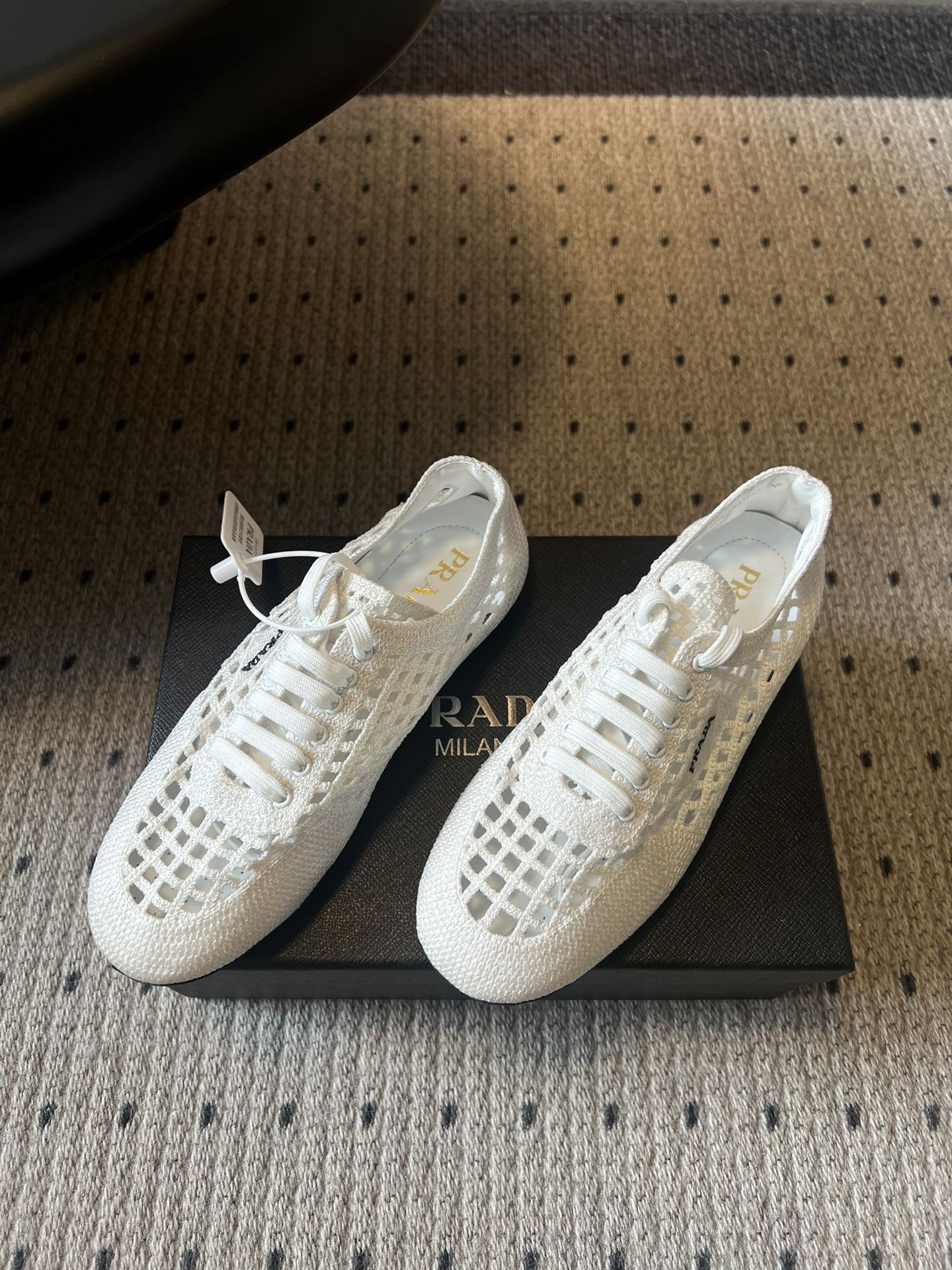 Prada 26s Collapse Sneakers White Crochet Laced 726977