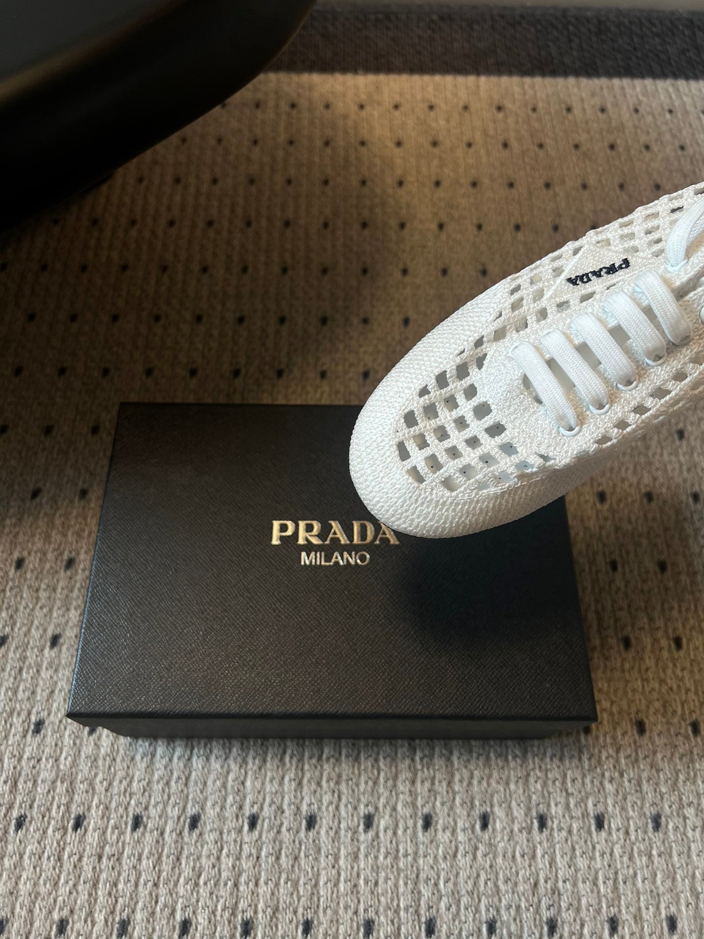 Prada 26s Collapse Sneakers White Crochet Laced 726977