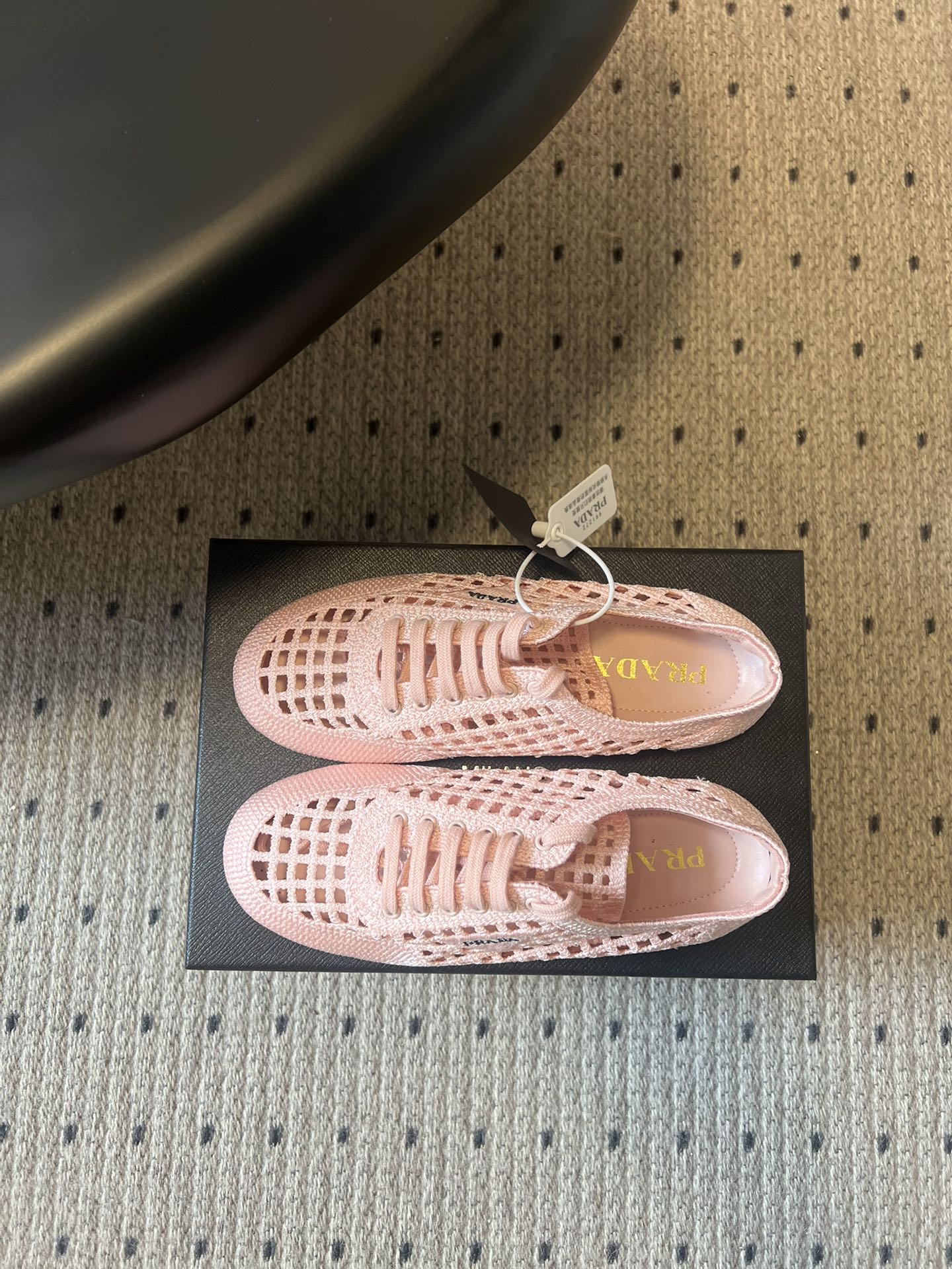 Prada 26s Collapse Sneakers Light Pink Crochet Laced 726979