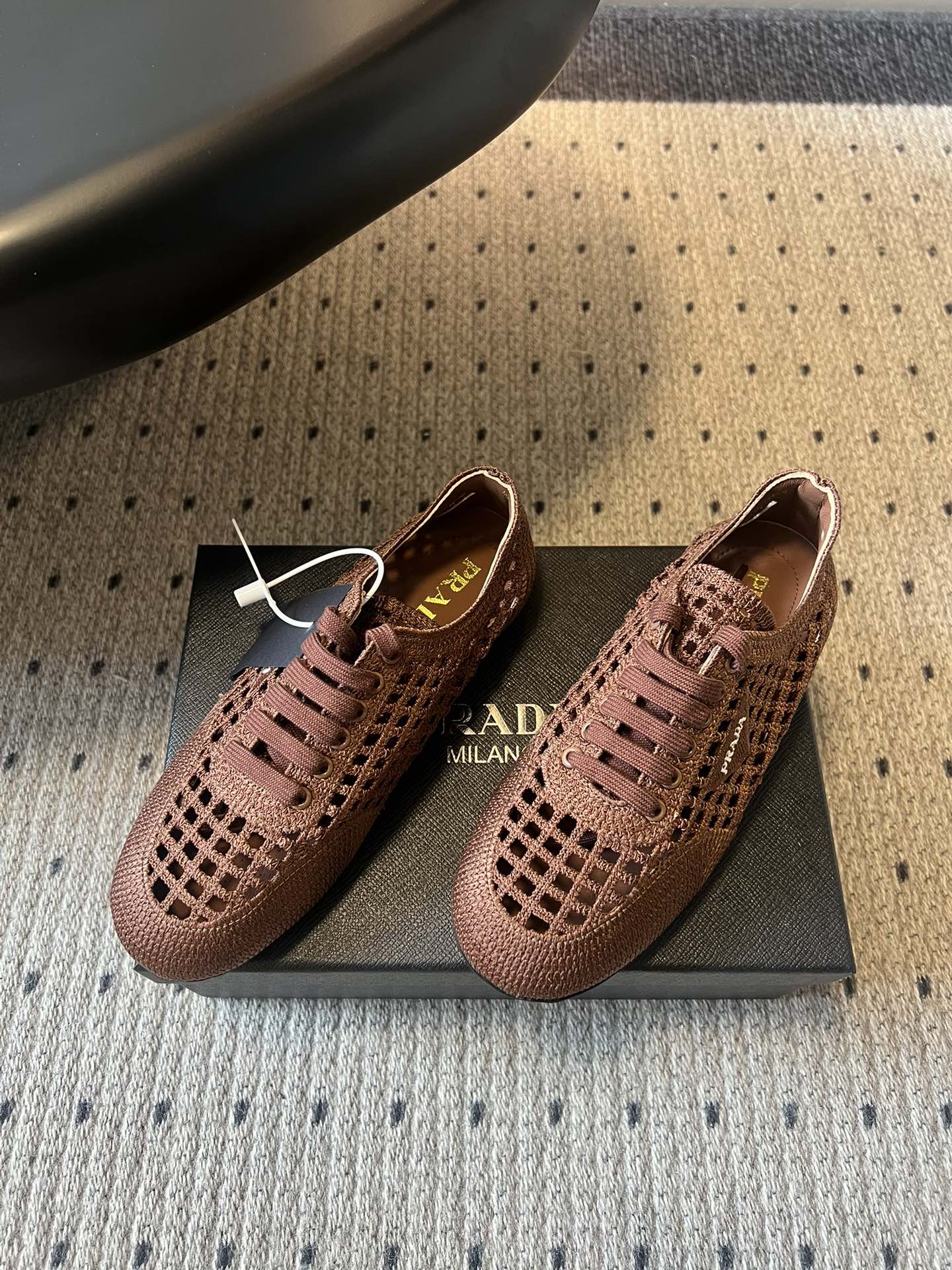 Prada 26s Collapse Sneakers Brown Crochet Laced 726980