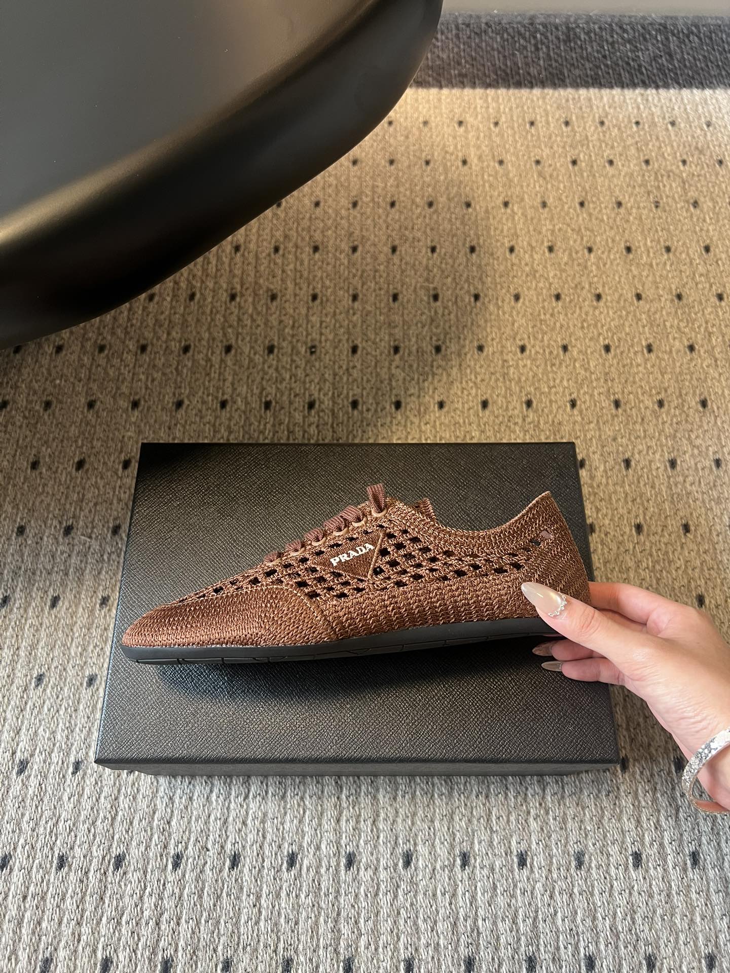 Prada 26s Collapse Sneakers Brown Crochet Laced 726980