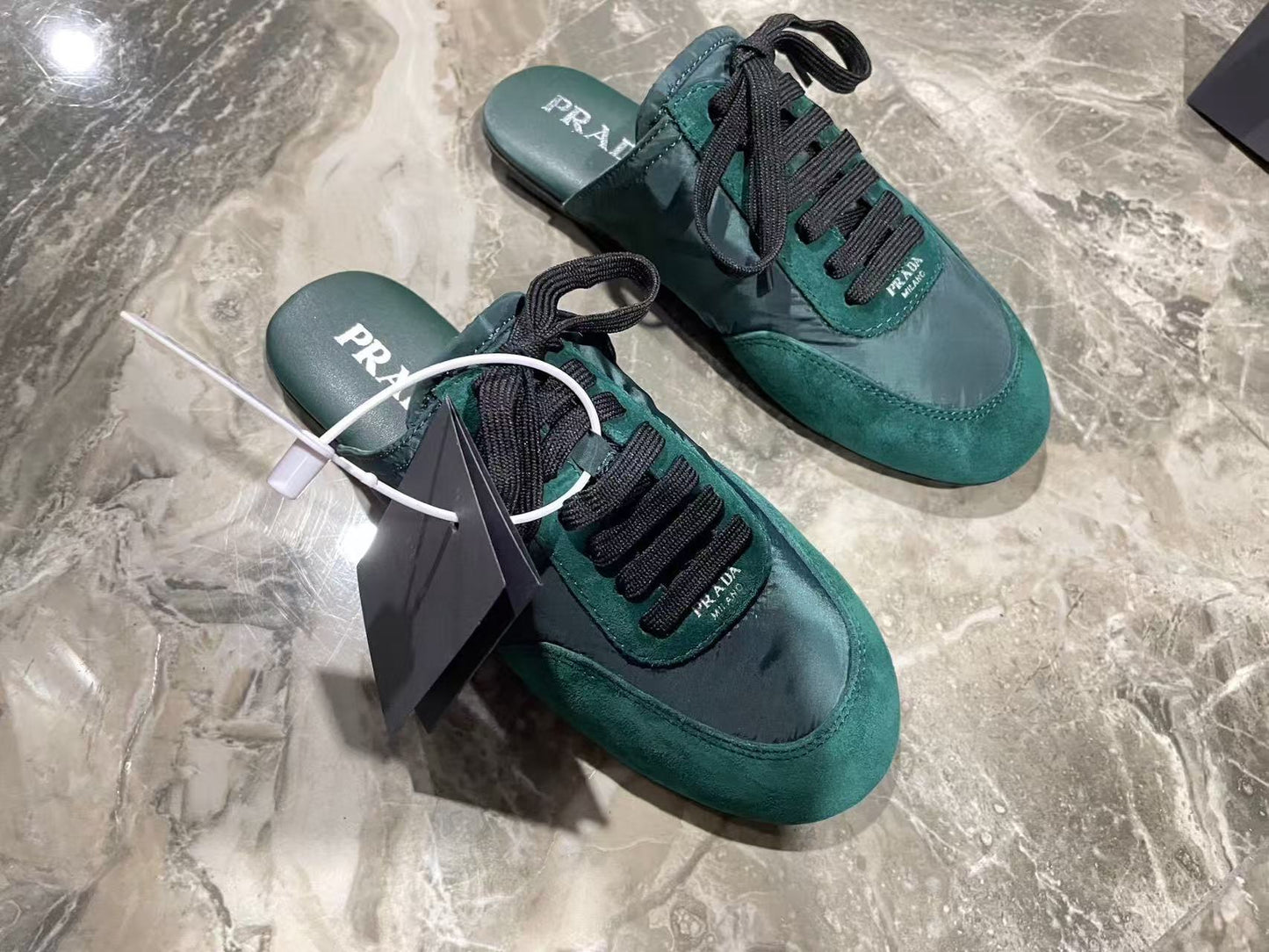 PRA 26S Mule Sneaker Teal Green Suede Canvas