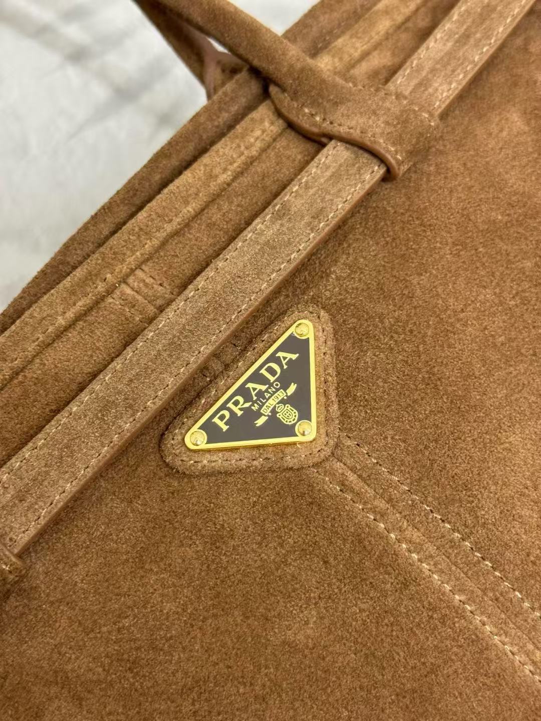 Prada Bonnie Large 38cm Brown Suede