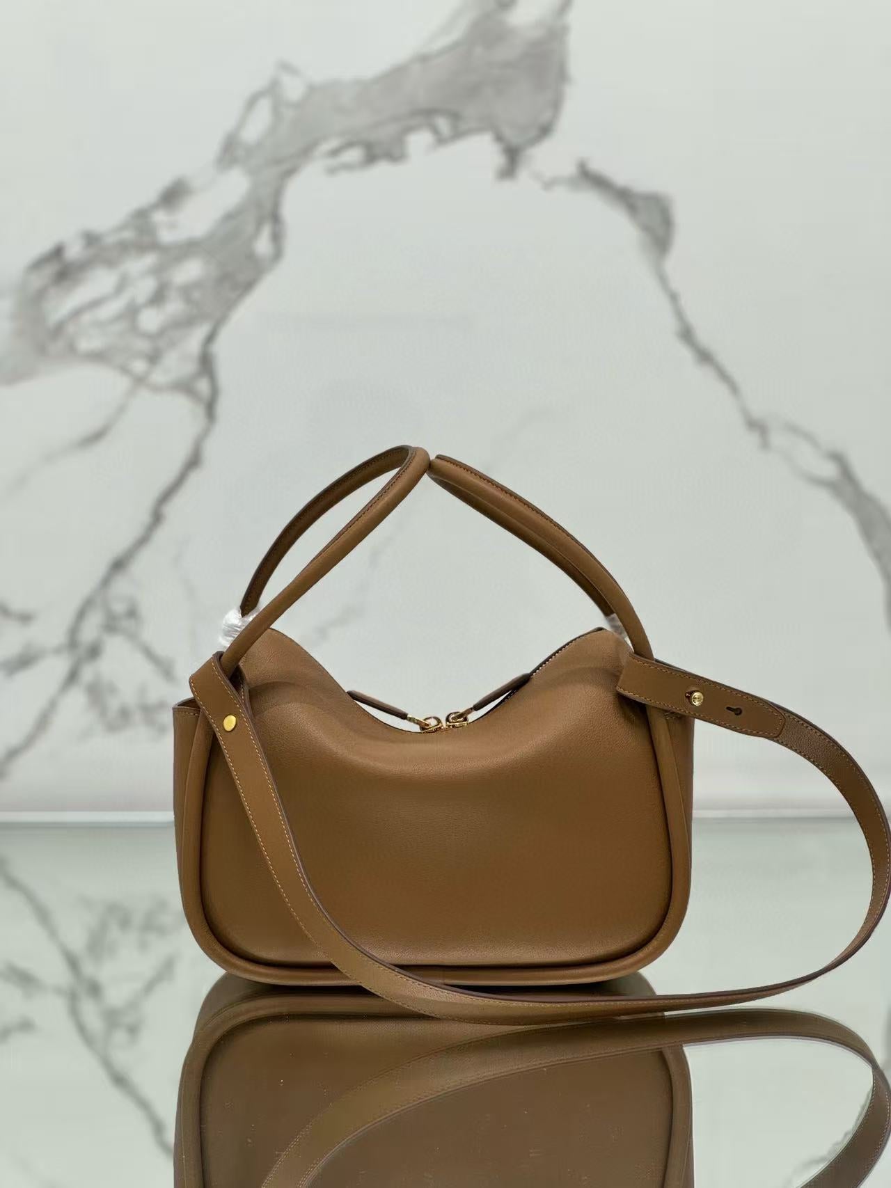 Prada Darling Handbag Caramel Soft Grain Leather
